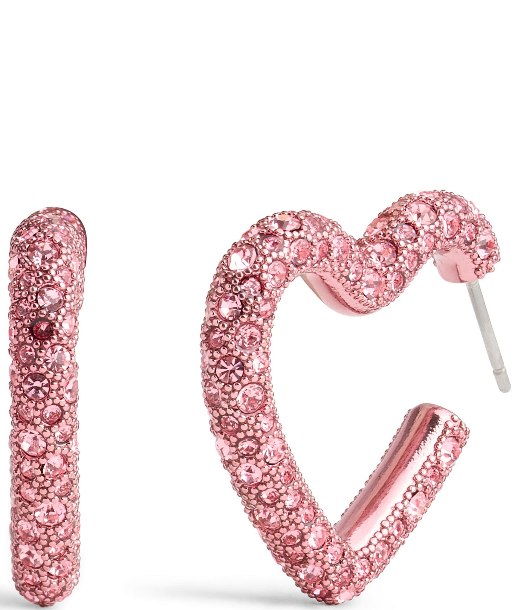 COACH Pav Heart Crystal Hoop Earrings