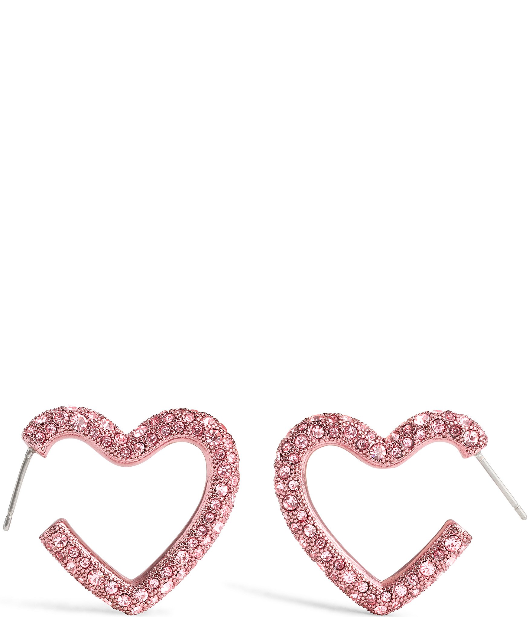 COACH Pav Heart Crystal Hoop Earrings