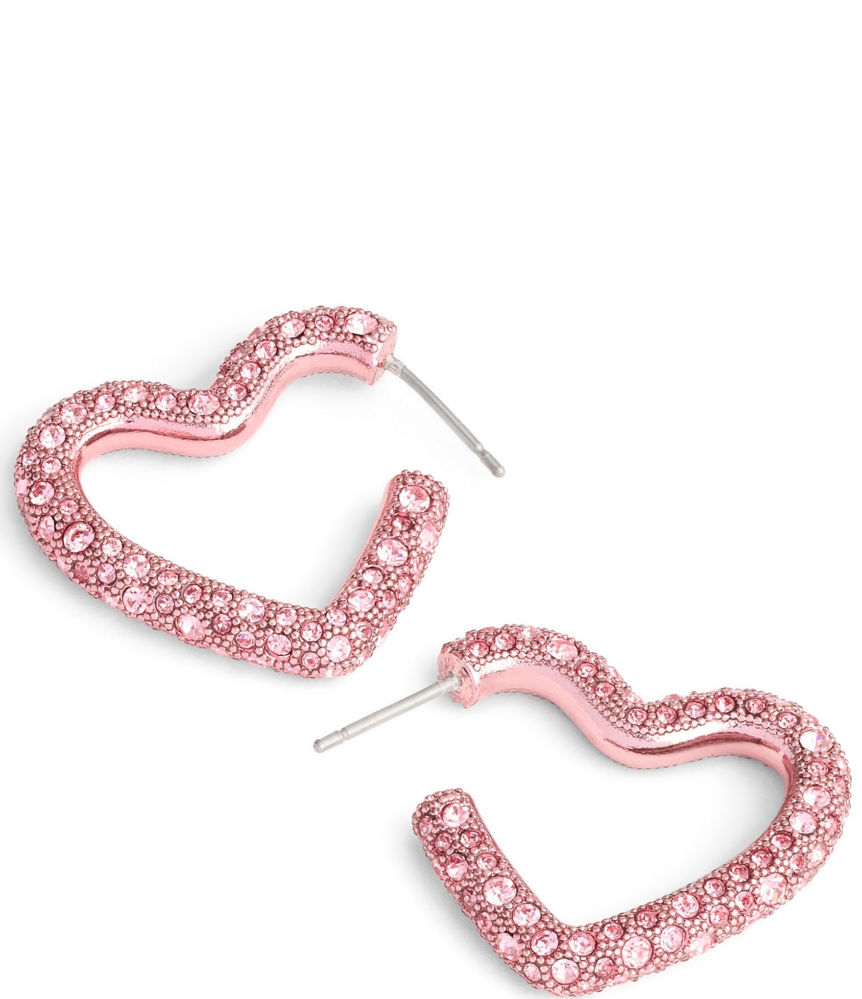 COACH Pav Heart Crystal Hoop Earrings