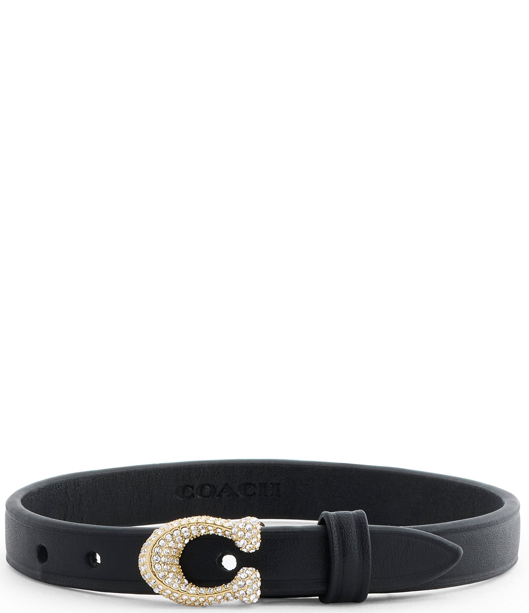 COACH Pav Signature C Buckle Leather Line Bracelet