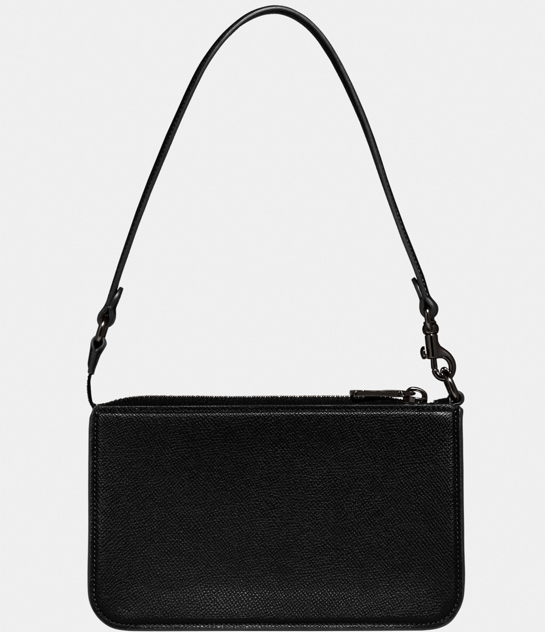 COACH Pebbled Leather Pouch Solid Black Shoulder Bag