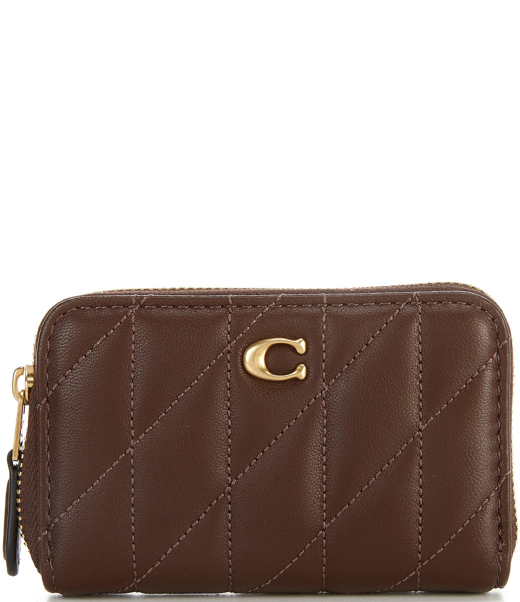 COACH Pillow Quilted Small Zip Around Gold Hardware Card Case