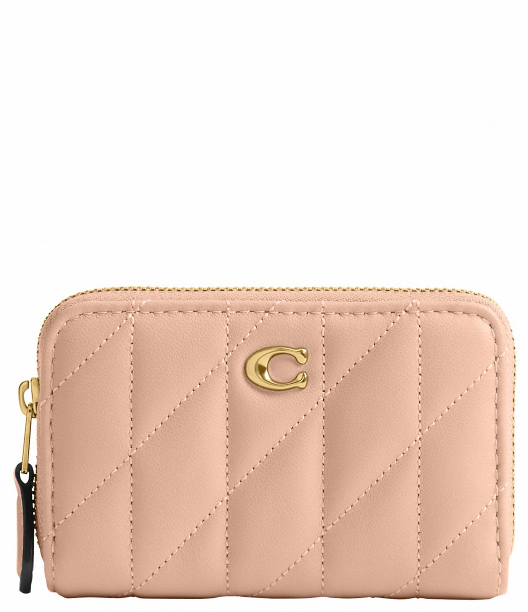 ★Coach★ Small House Around Card Case with Quilting CBF62 L COACH Pillow Quilted Small Zip Around Gold Hardware Card