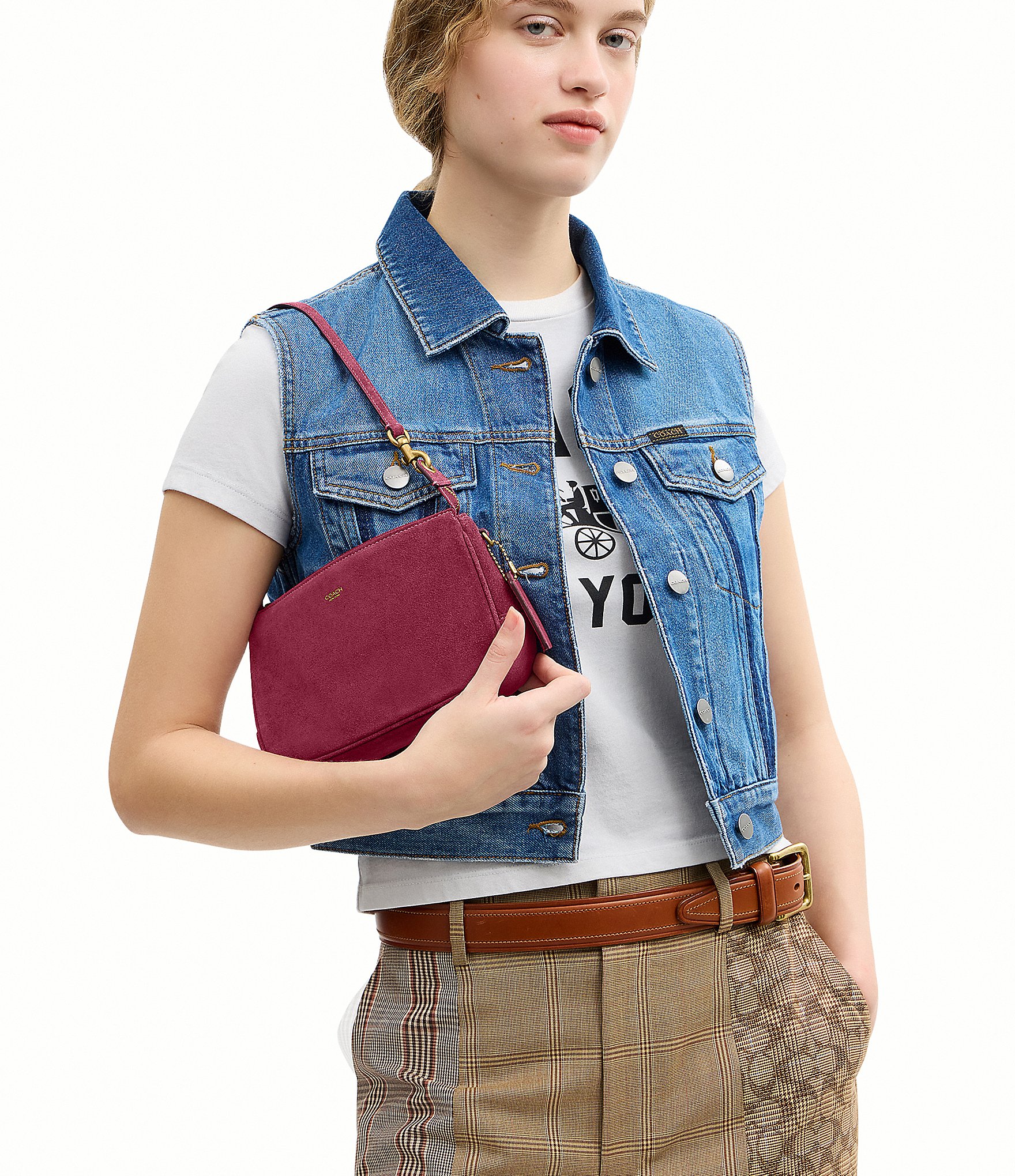 COACH Plaza Suede Shoulder Bag
