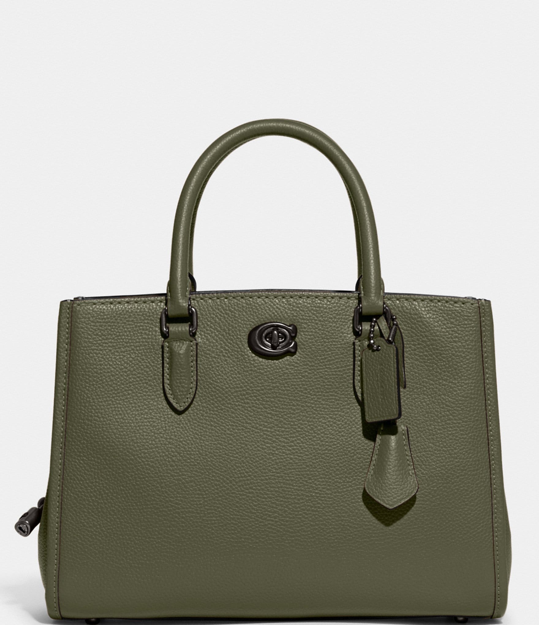 COACH Womens Purse Carryall F13533 No.j0969 Canvas w/Green Leather Shoulder  Bag