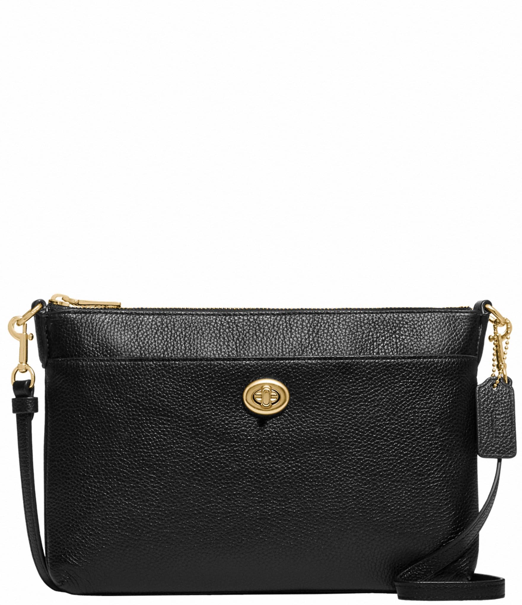 COACH Polly Pebble Leather Top Zip Gold Hardware Crossbody Bag | Dillard's