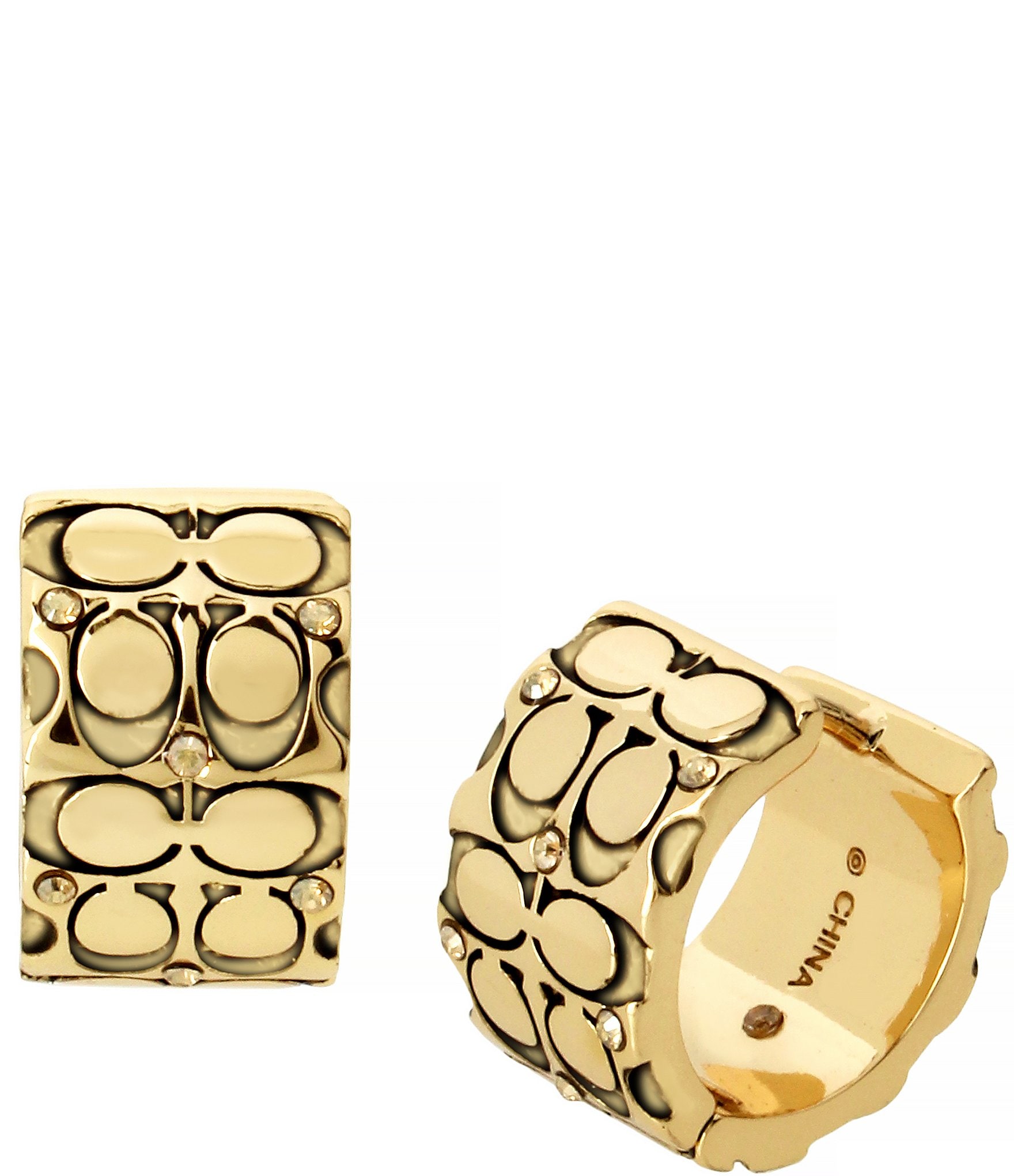 COACH Quilted C Huggie Earrings