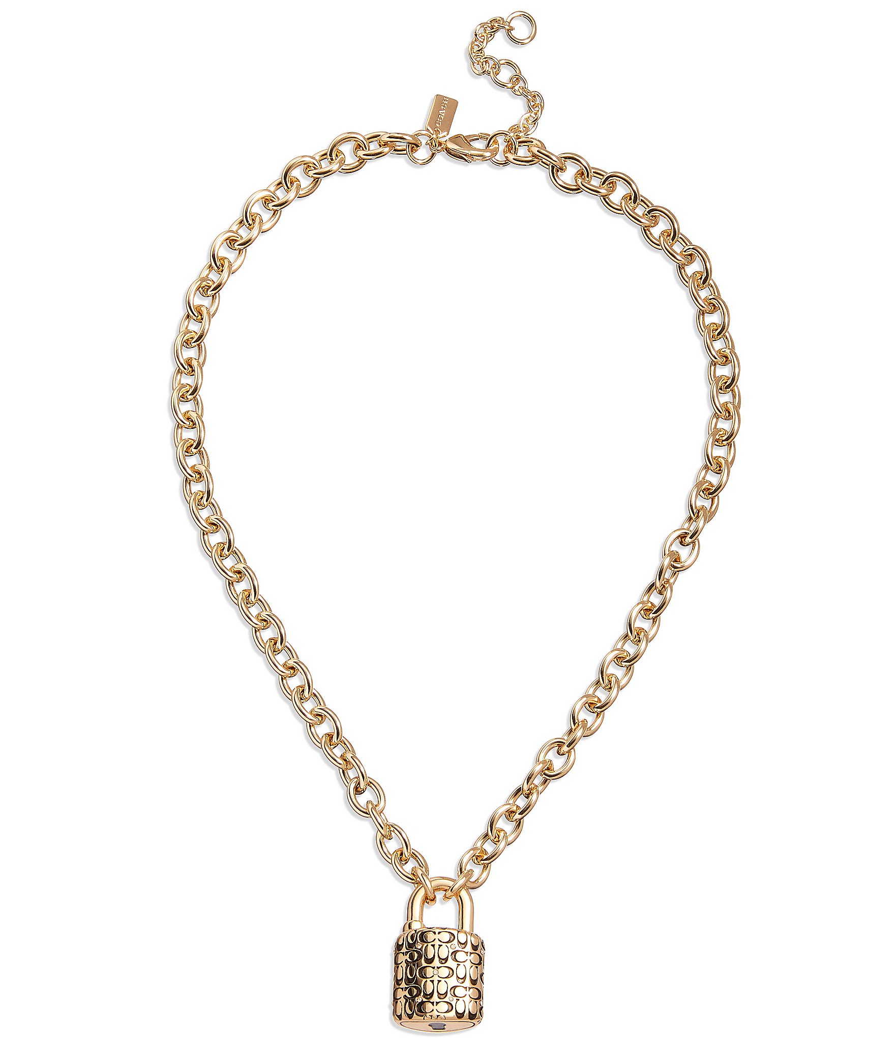 COACH Quilted Padlock Short Pendant Necklace