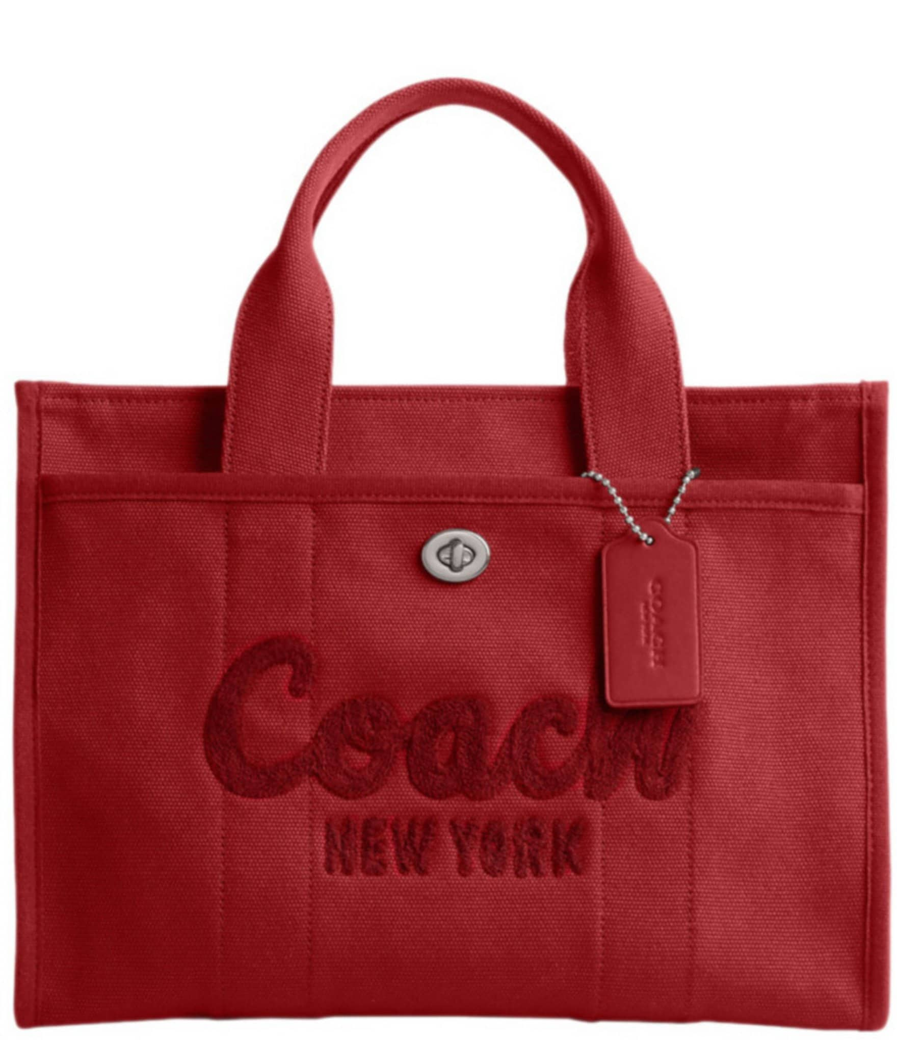 Coach CA291 Dempsey Field store Tote 22 Miami Red!!