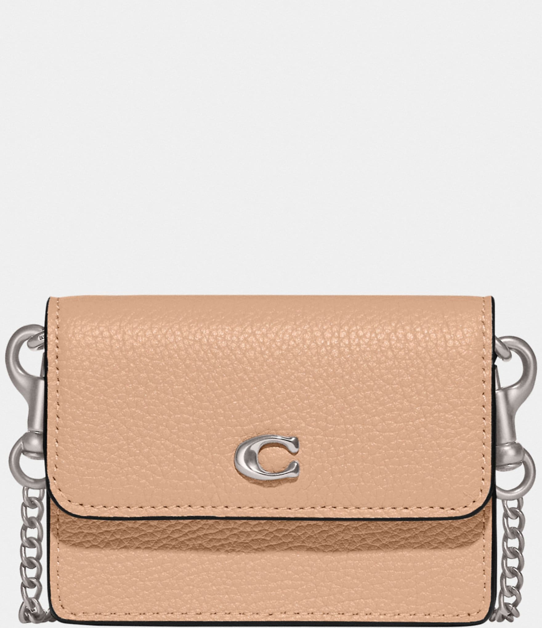 COACH Refined Calf Leather Logo Half Flap Card Case