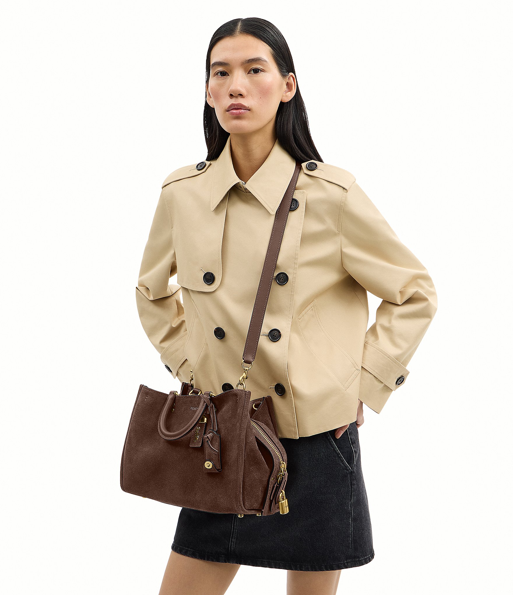 COACH Rogue 31 Suede Satchel Bag