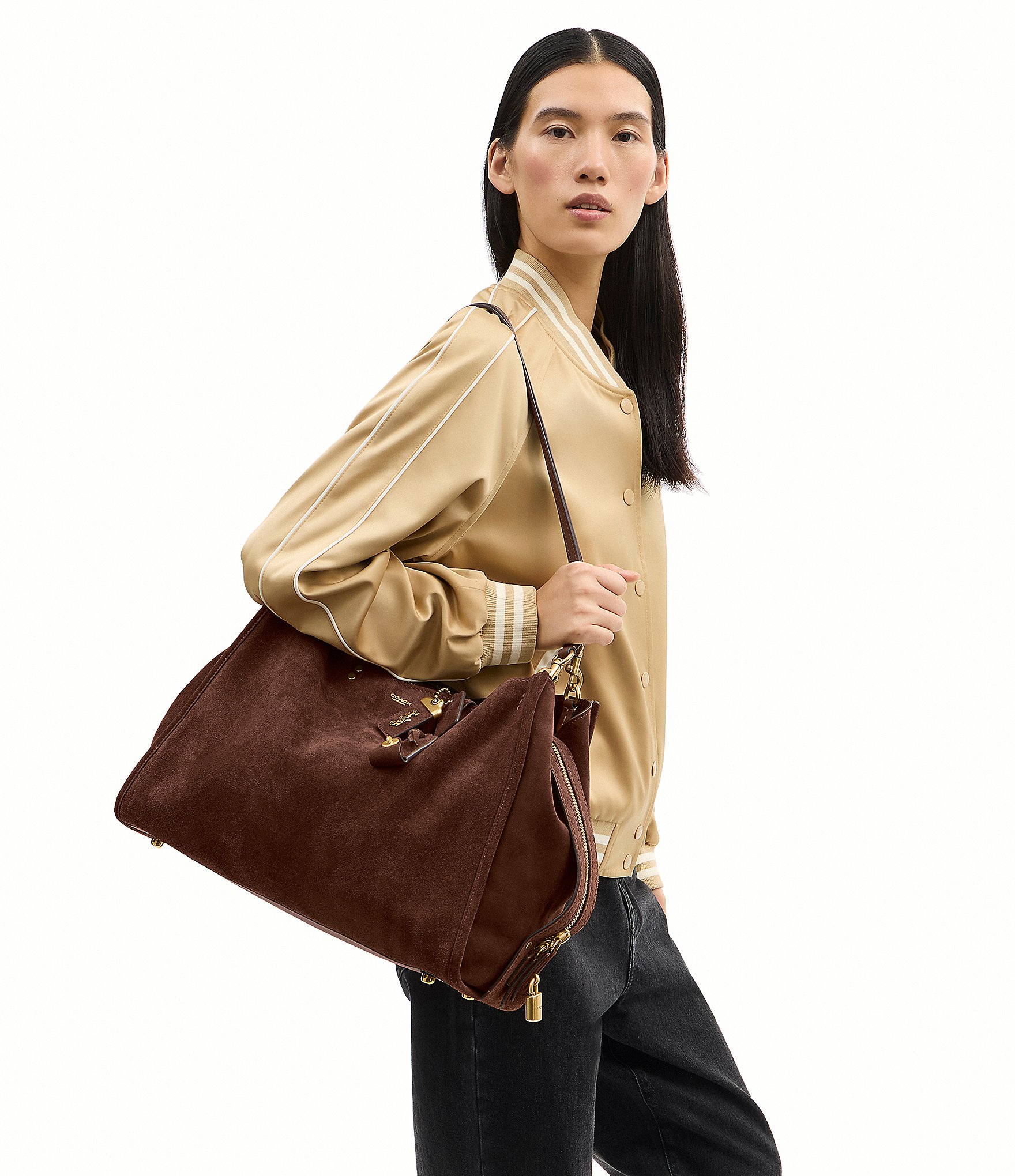 COACH Rogue 40 Suede Satchel Bag