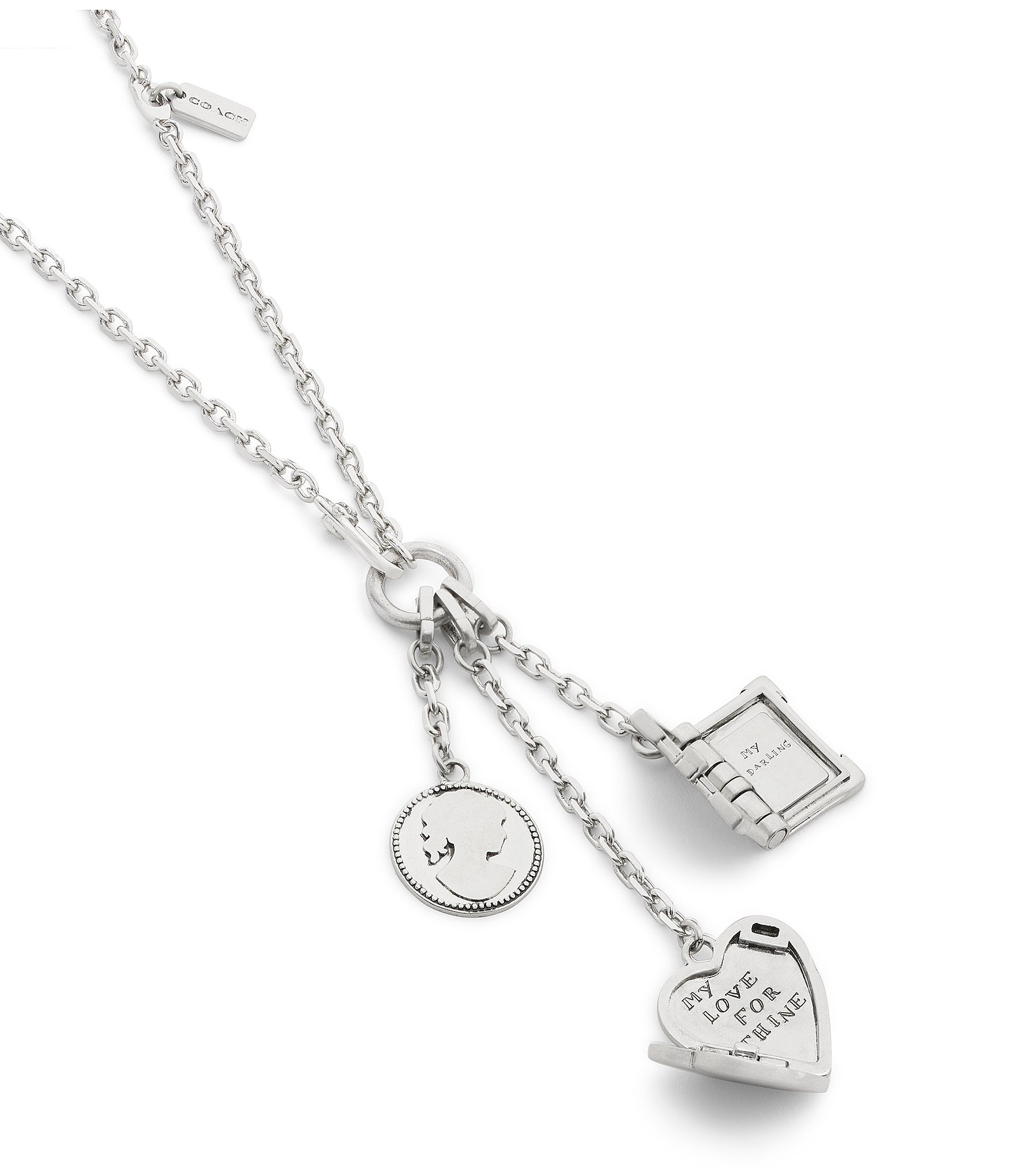 COACH Runway Heart Charm Long Pendant Necklace