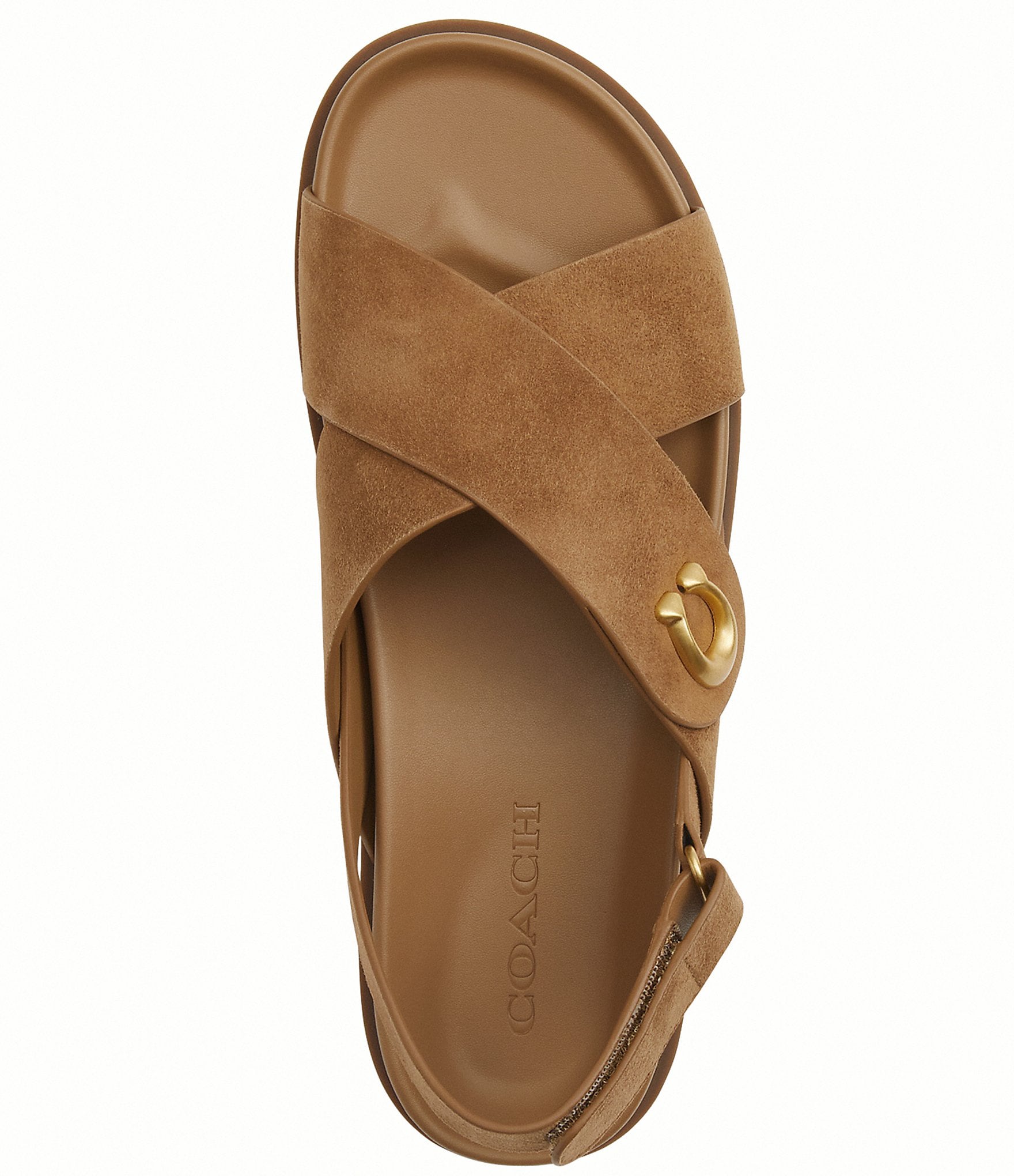 COACH Sculpted C Criss Cross Suede Sandals