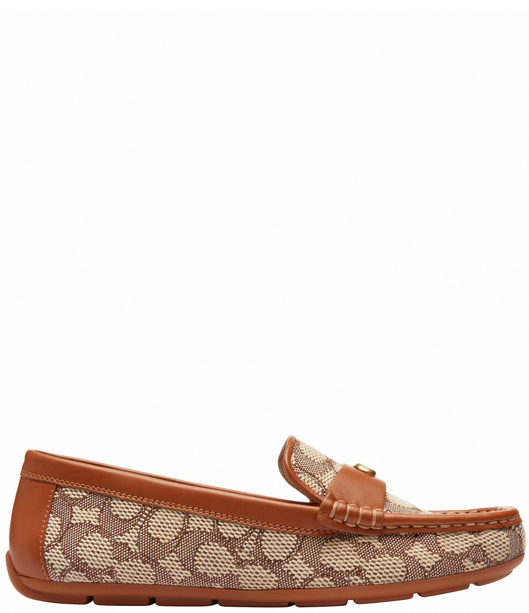 COACH Sculpted C Signature Logo Textile Jacquard Driver Loafers