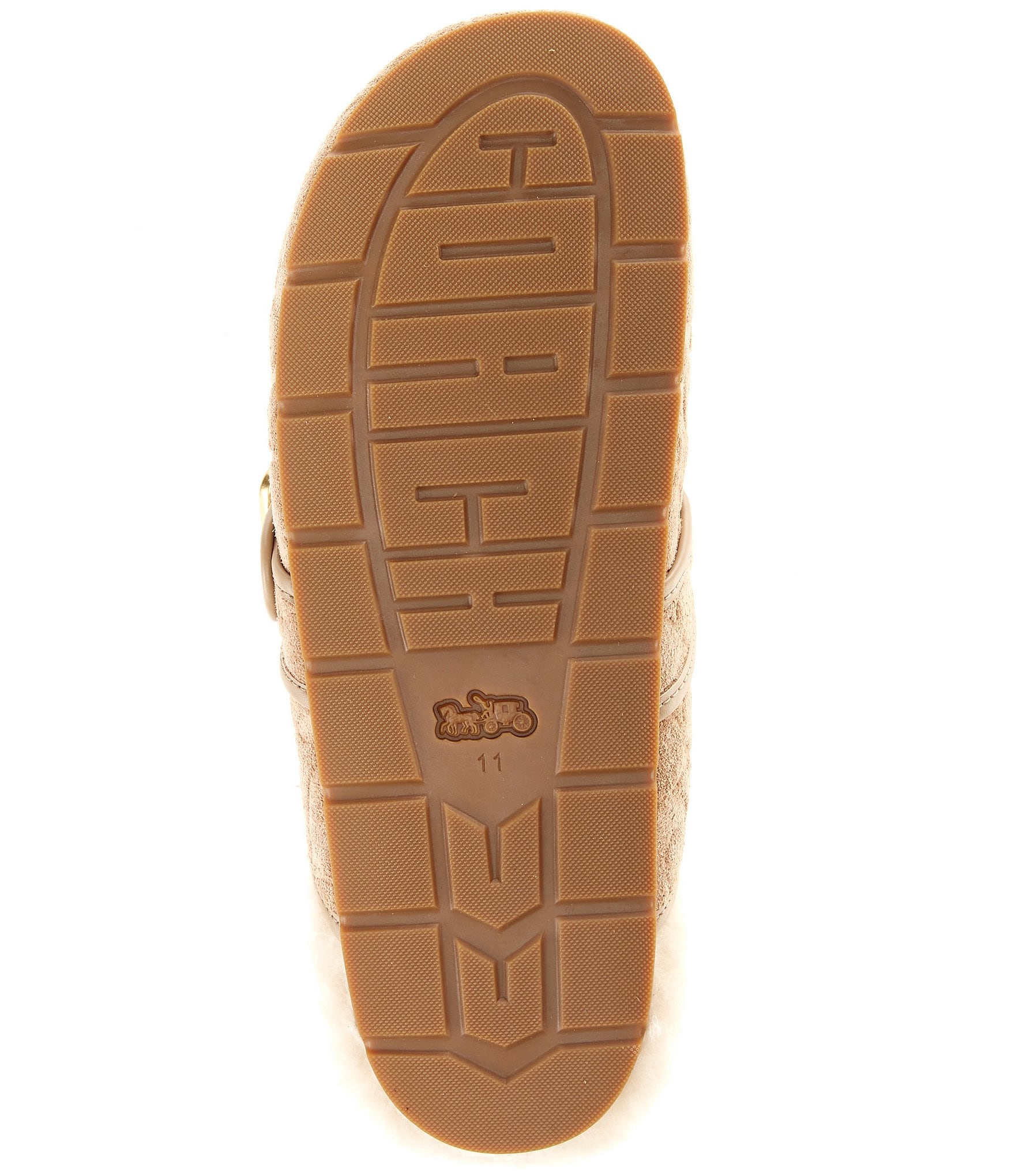 COACH Shearling Leather Buckle Logo Clogs