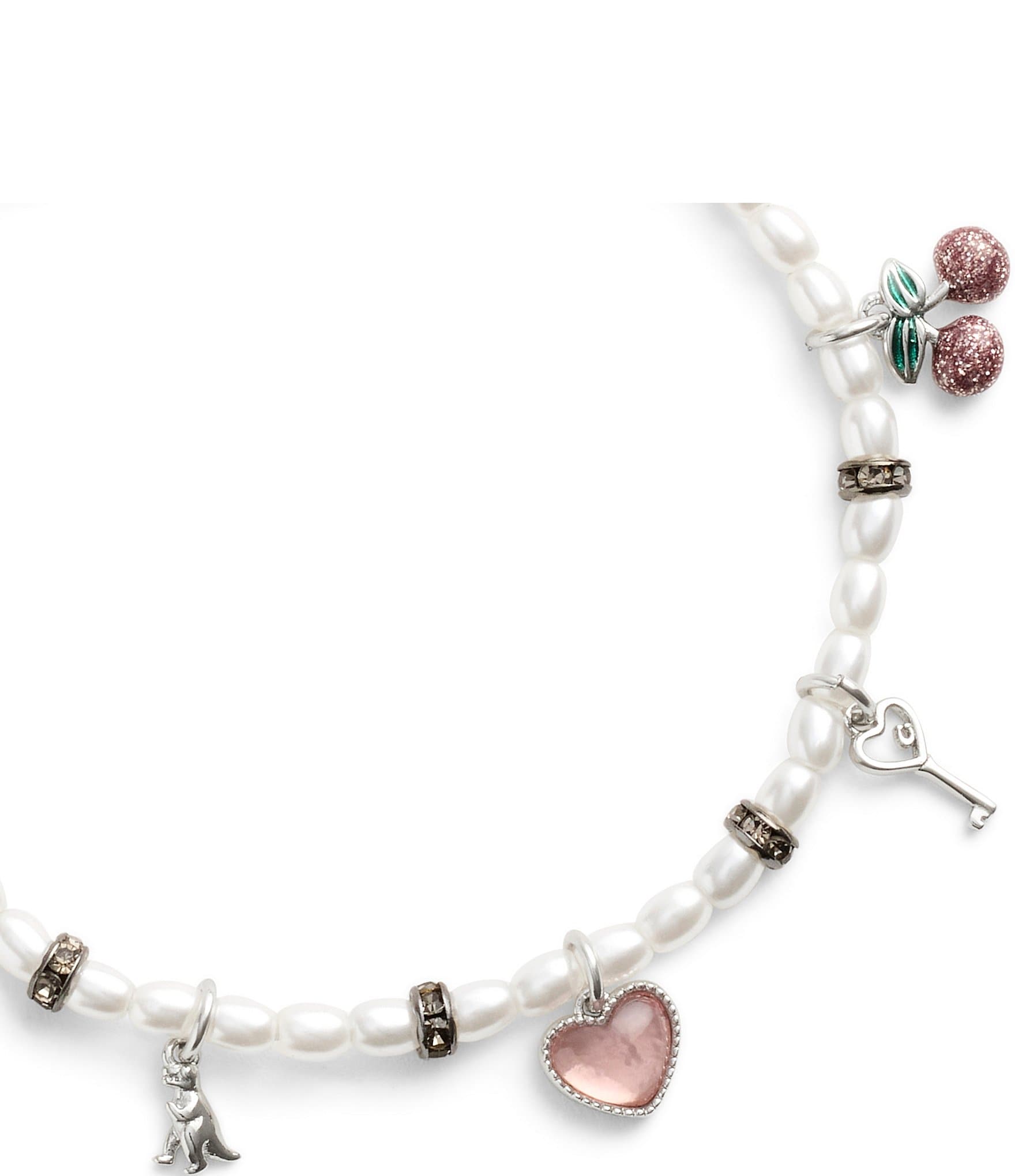 COACH Signature Bowtique Mini Charm Pearl Line Bracelet