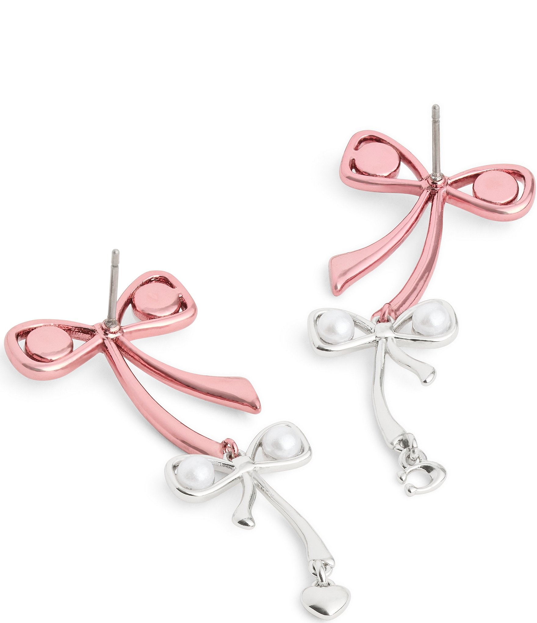 COACH Signature Bowtique Pearl Double Drop Earrings