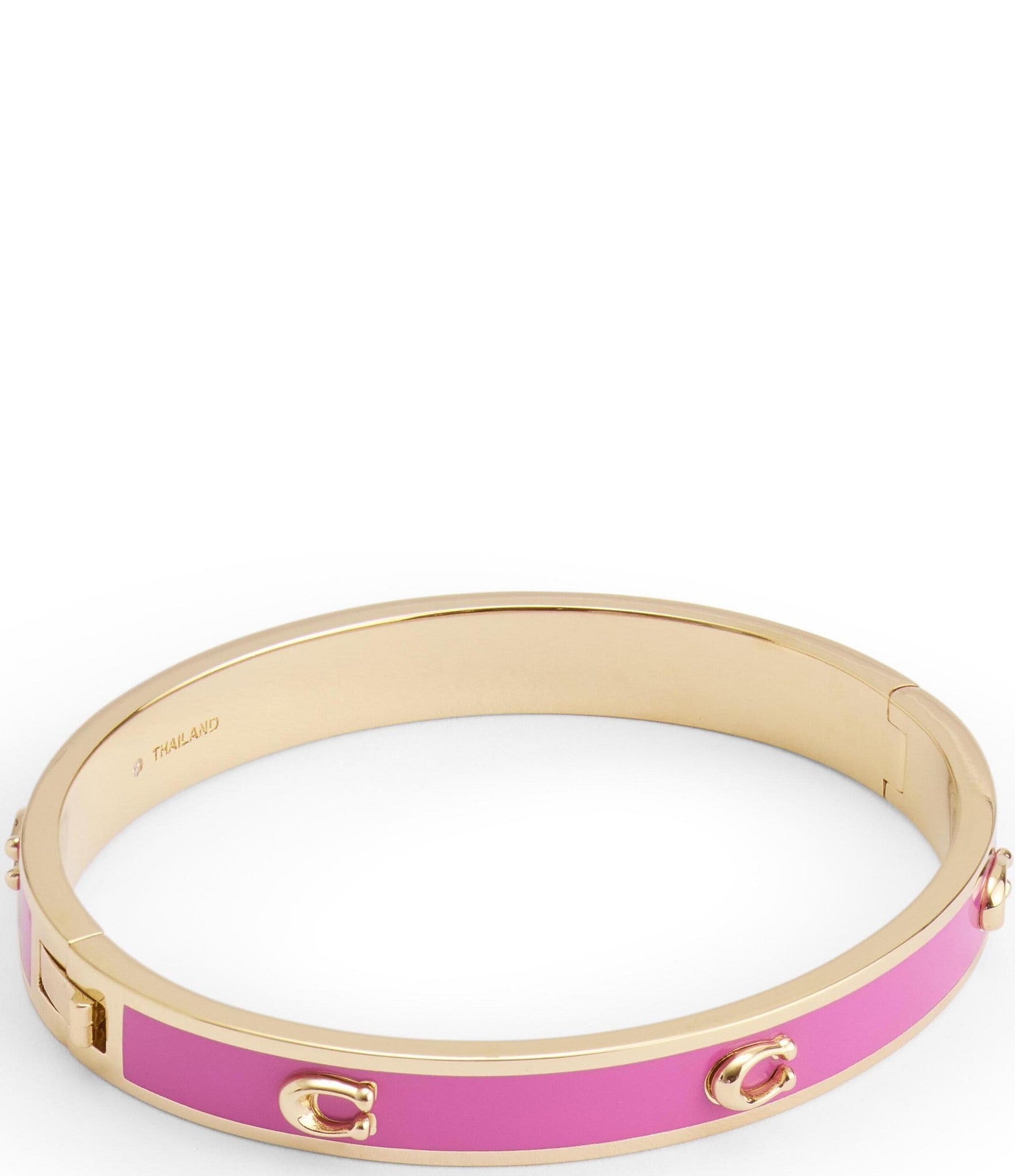 COACH Signature C Enamel Gold Bangle Bracelet