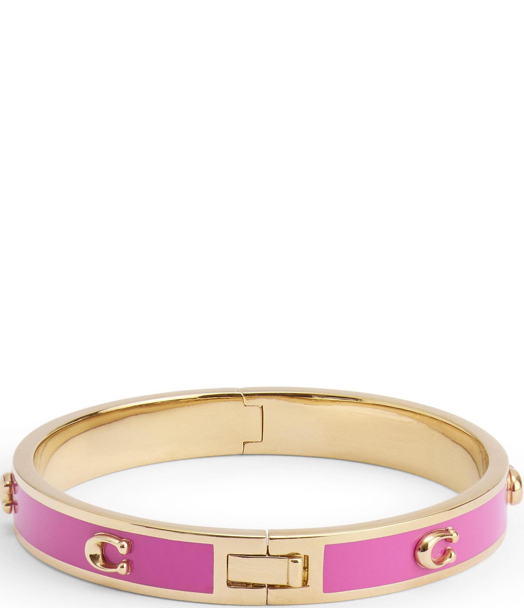 COACH Signature C Enamel Gold Bangle Bracelet