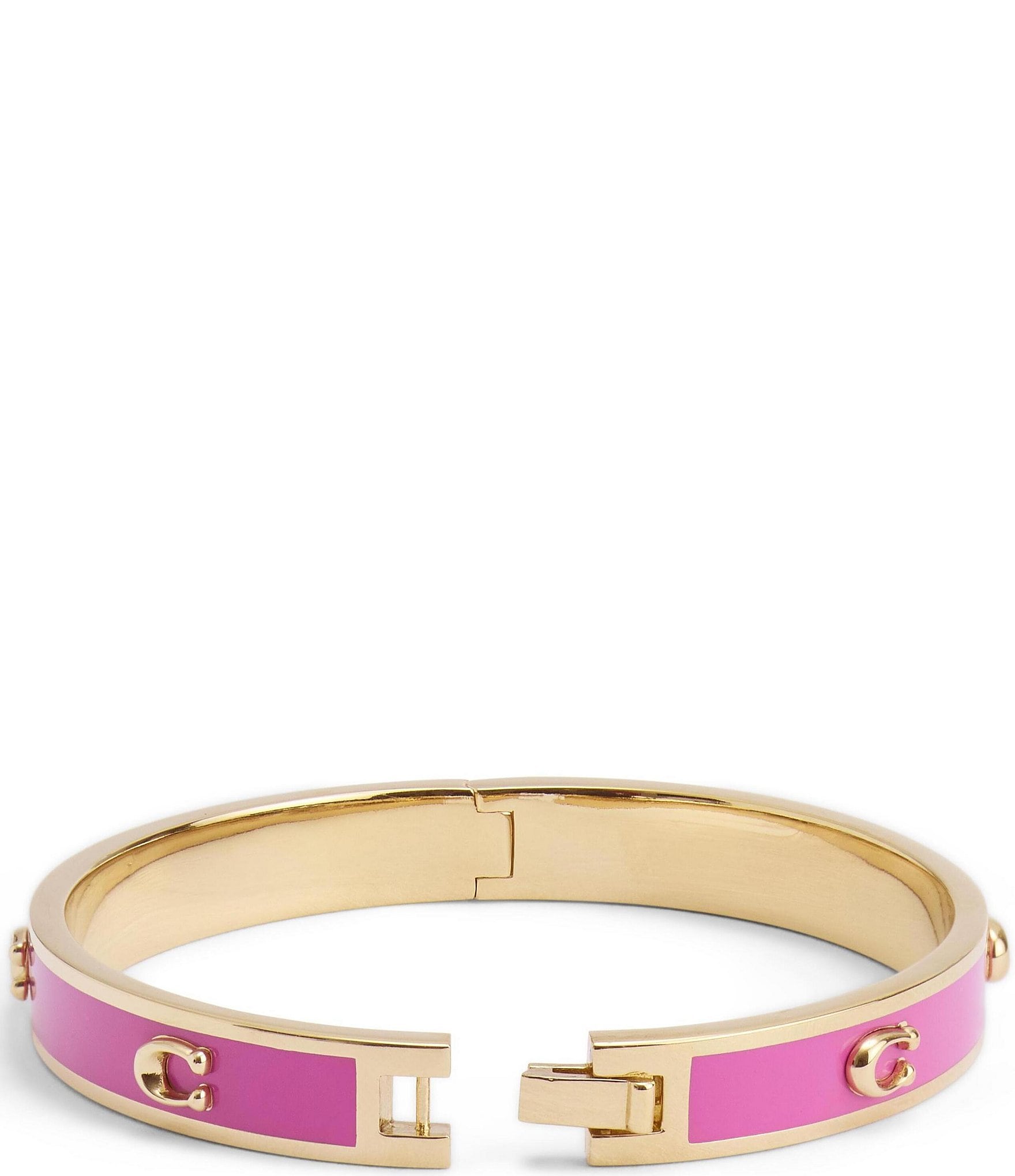 COACH Signature C Enamel Gold Bangle Bracelet