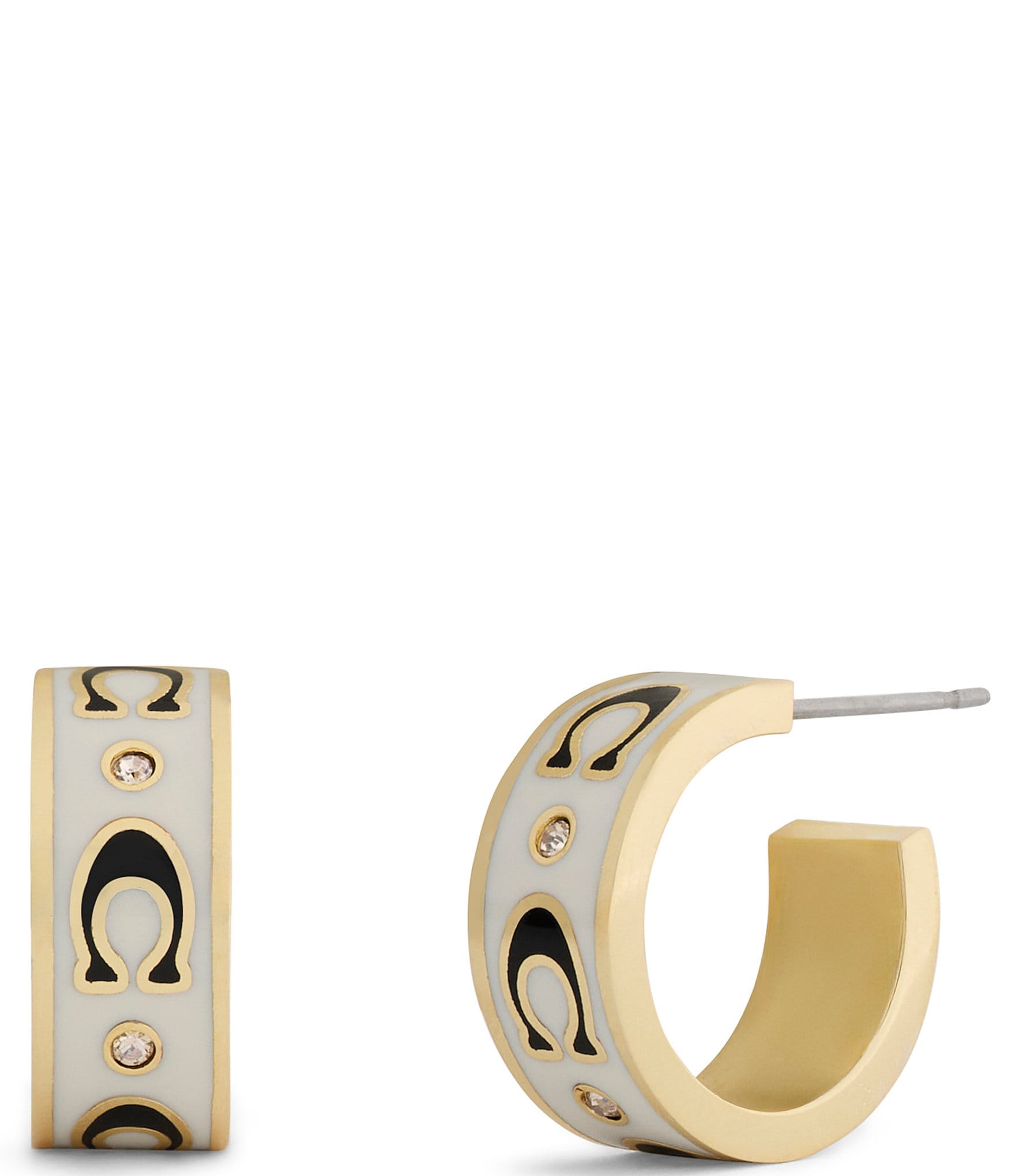 COACH Signature C Enamel Huggie Hoop Earrings