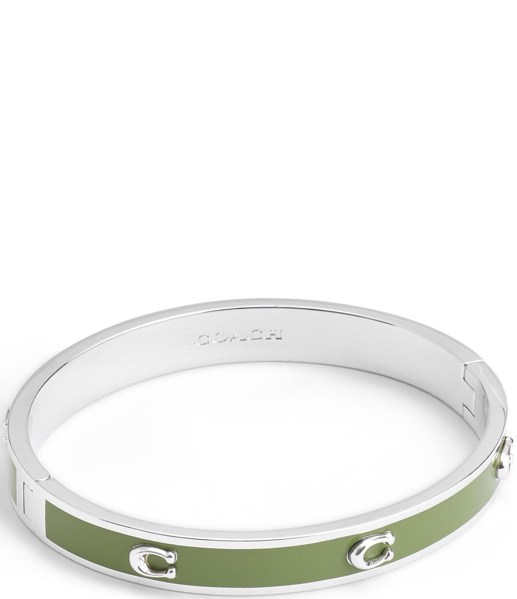 COACH Signature C Enamel Silver Bangle Bracelet | Dillard's