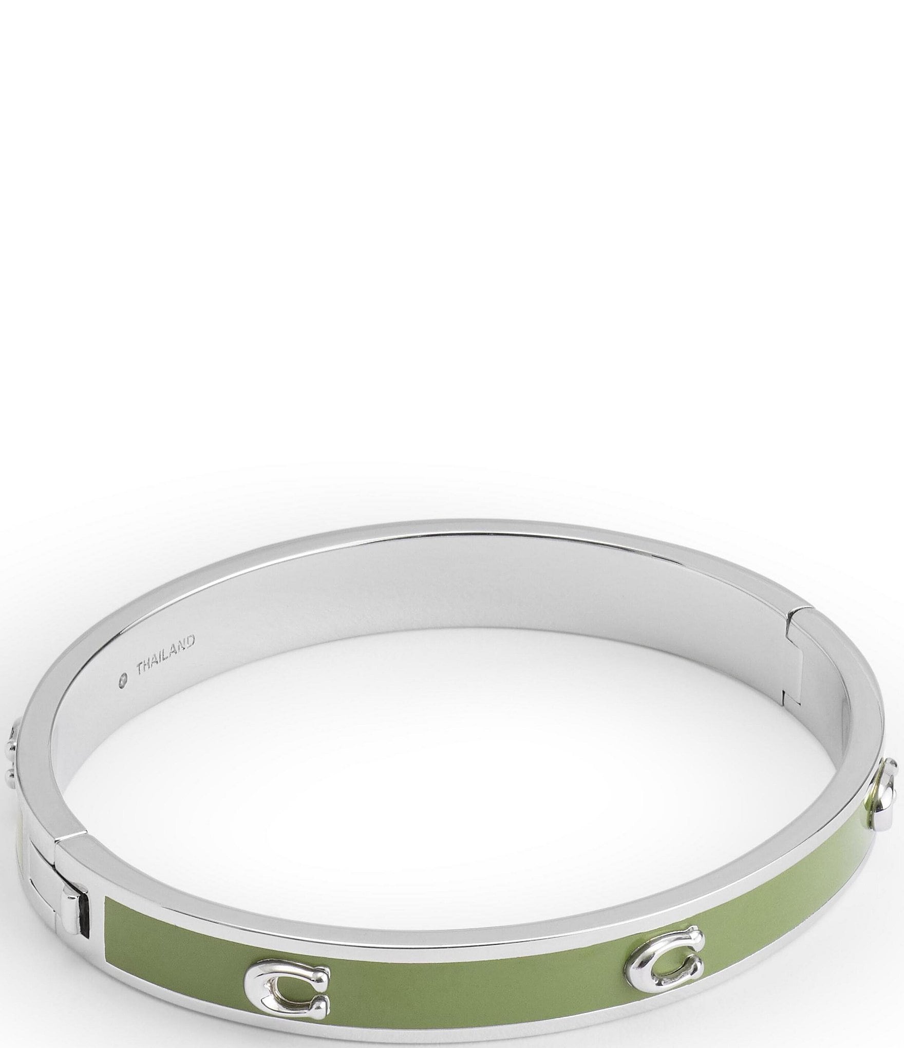 COACH Signature C Enamel Silver Bangle Bracelet