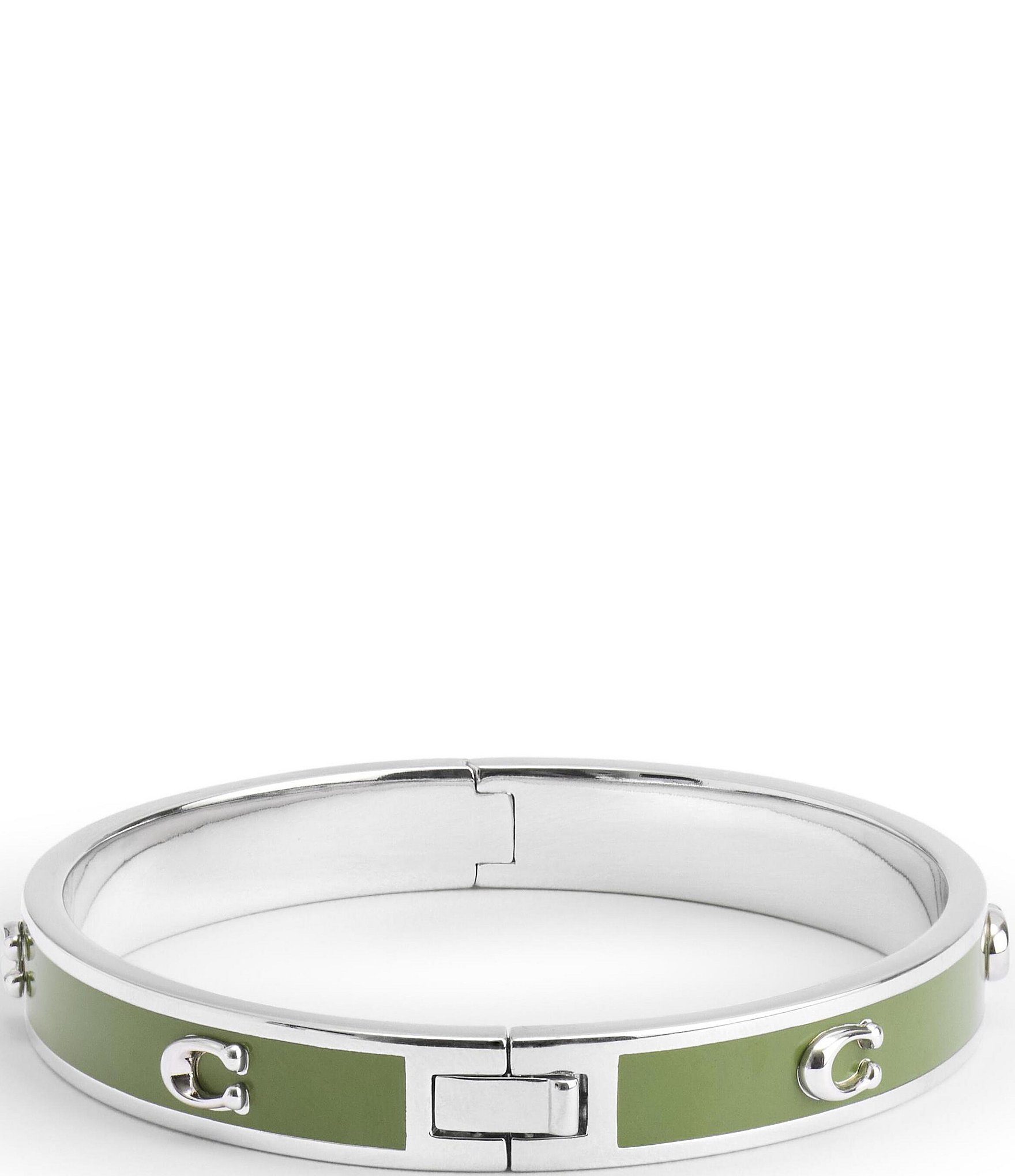 COACH Signature C Enamel Silver Bangle Bracelet