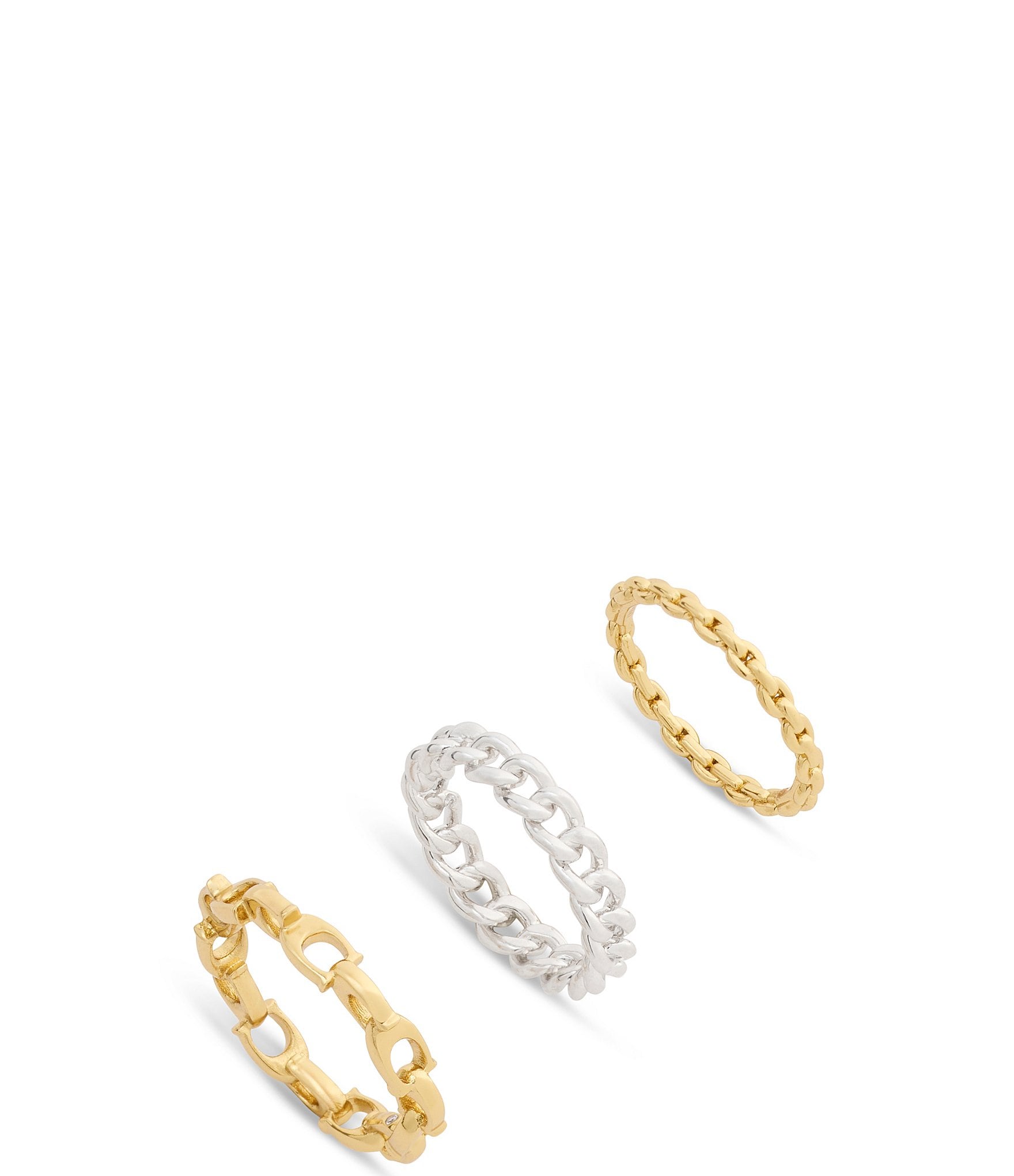 COACH Signature C Mixed Chain Stacked Ring Set