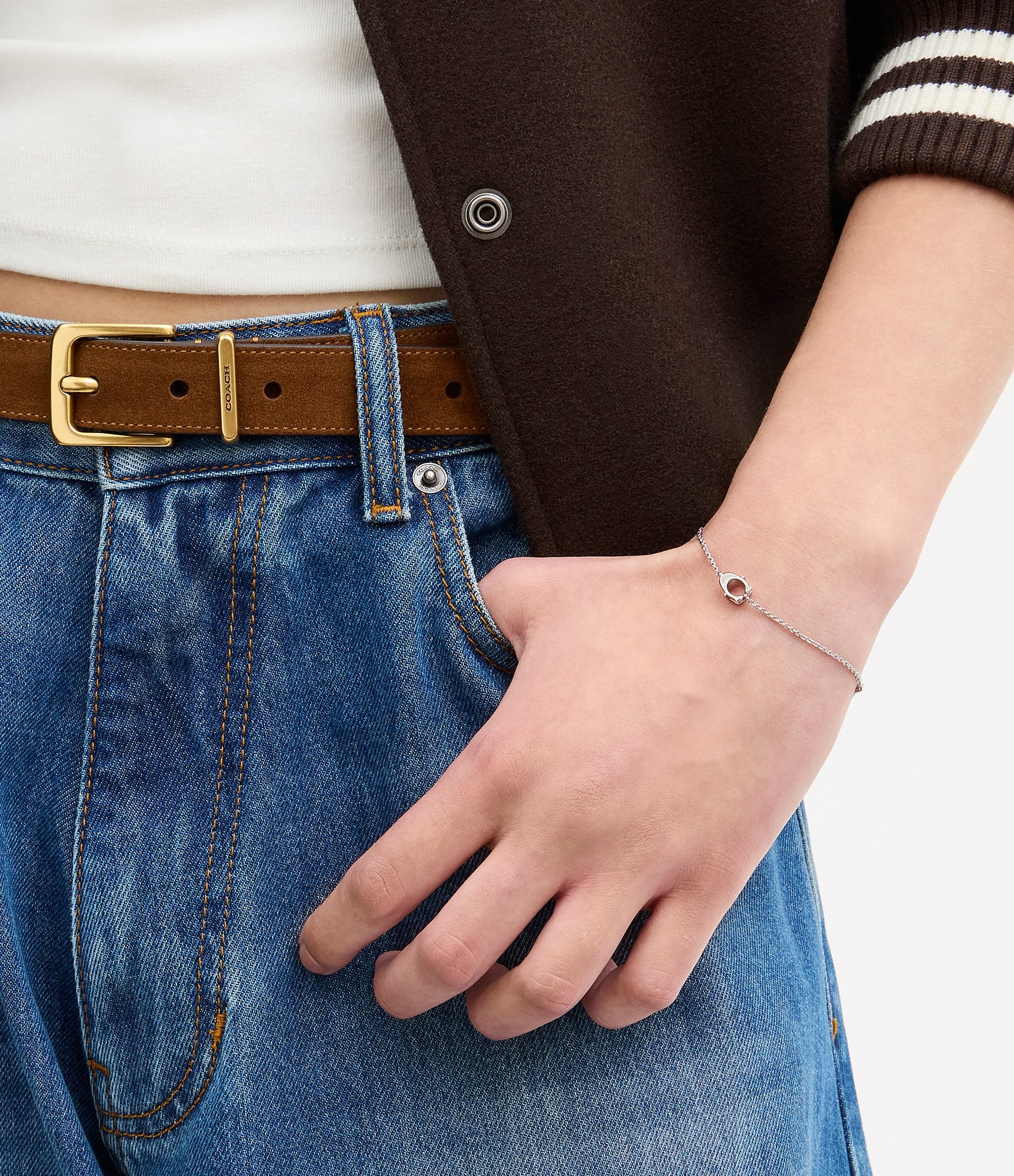 COACH Signature C Prong Charm Line Bracelet