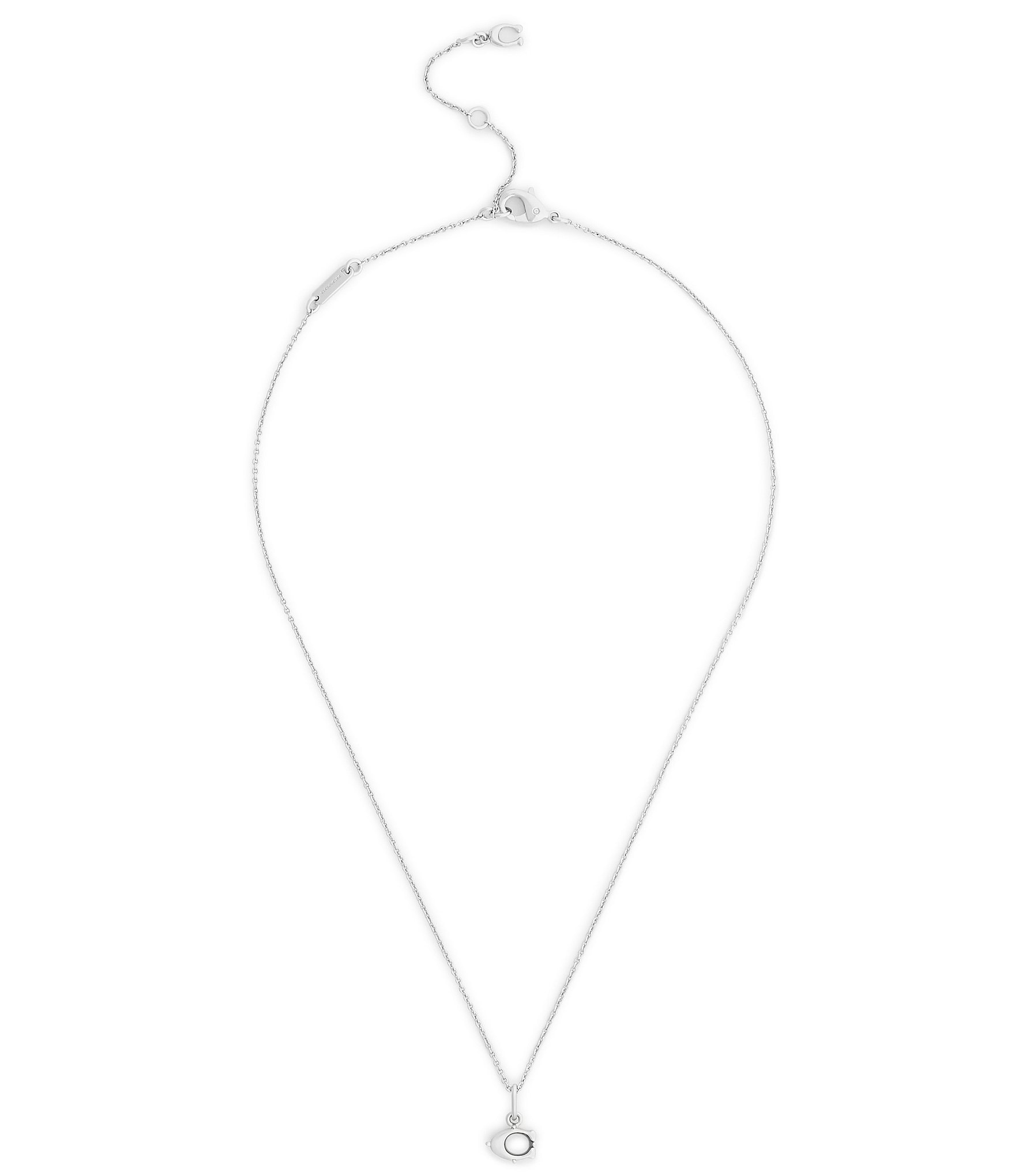 COACH Signature C Prong Short Pendant Necklace