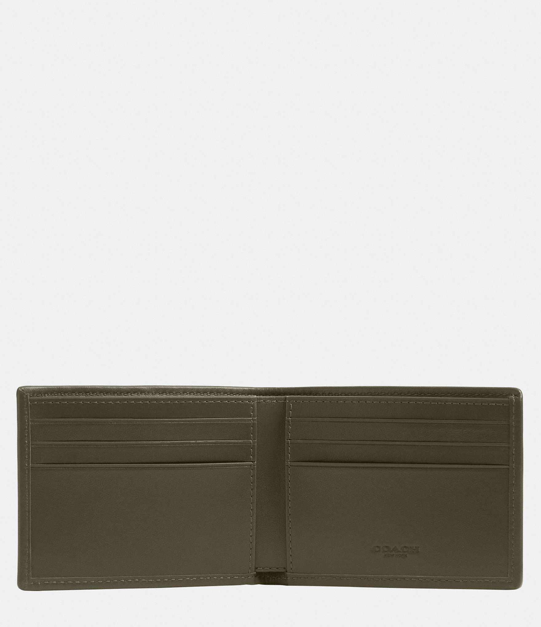 COACH Signature Canvas Jacquard/Refined Calfskin Leather Slim Billfold Wallet