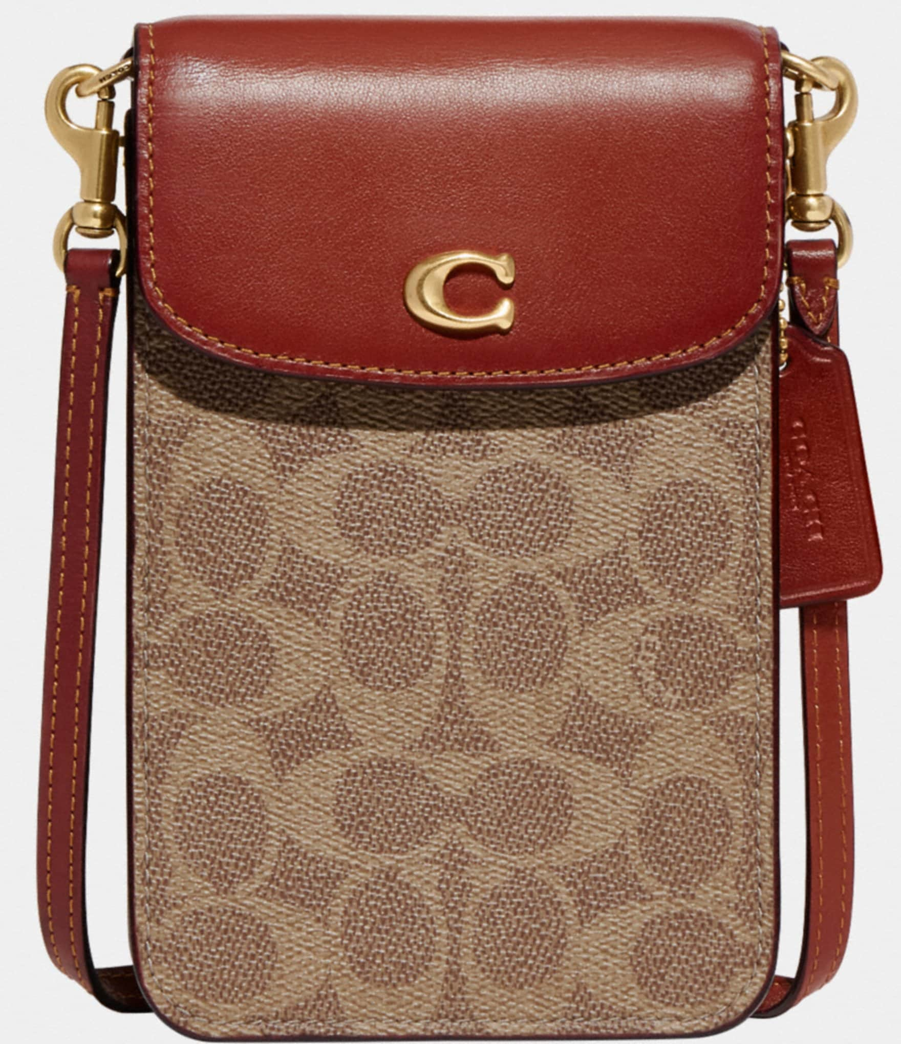 COACH Signature Canvas Phone Crossbody Bag