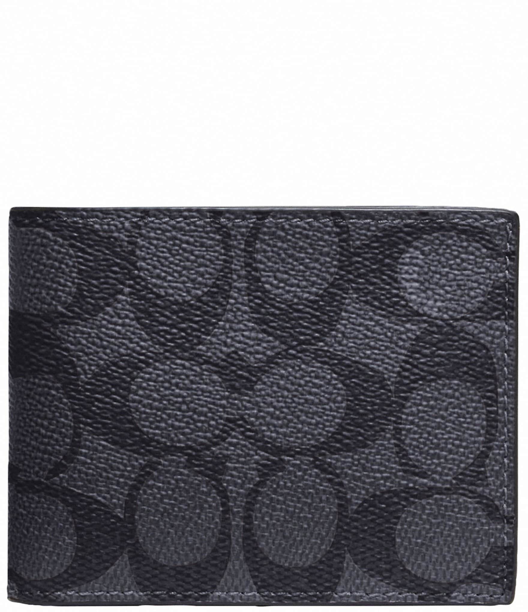 COACH Signature Coated Canvas/Leather Slim Billfold Wallet