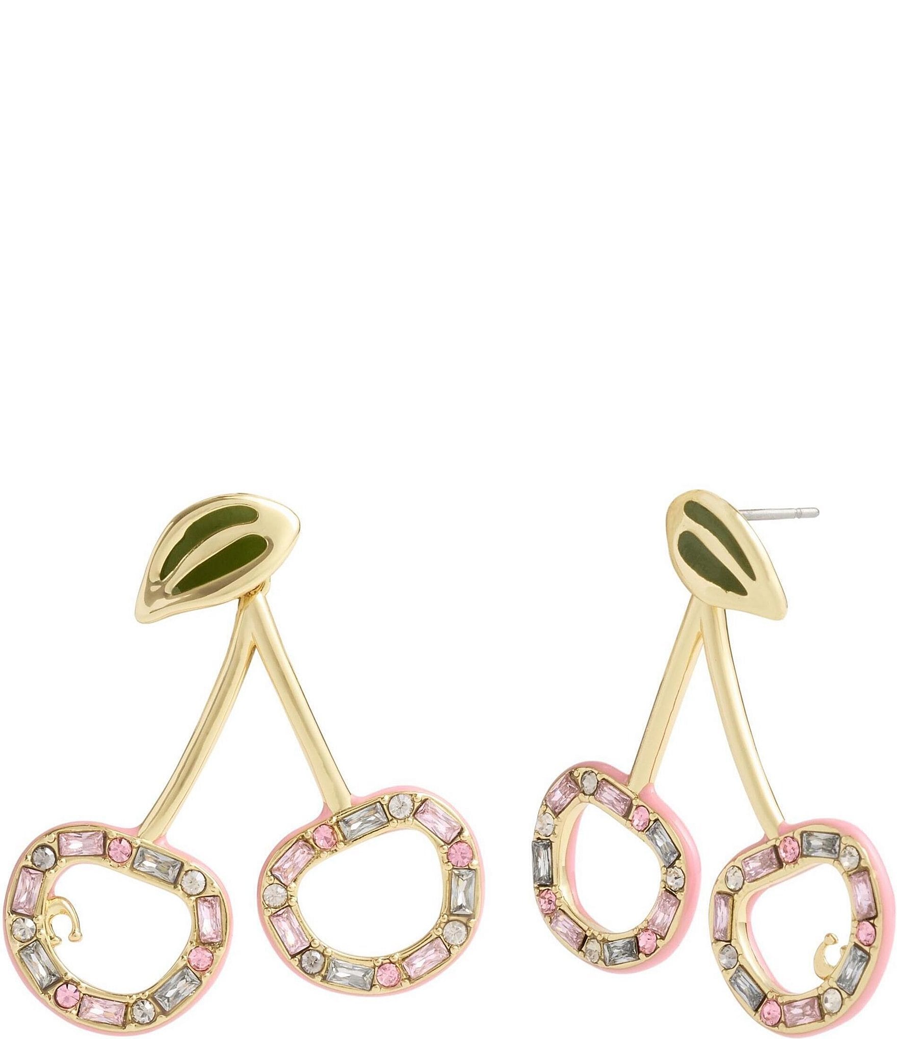 COACH Signature Crystal Cherry Drop Earrings