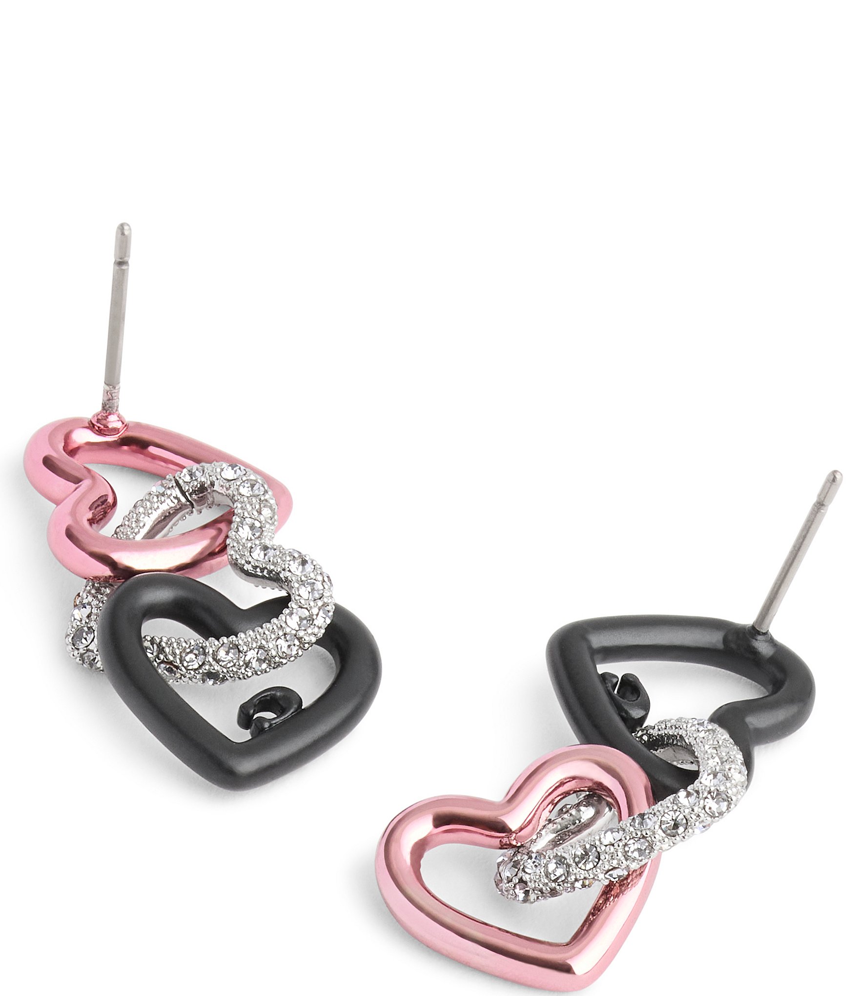 COACH Signature Heart Link Crystal Drop Earrings