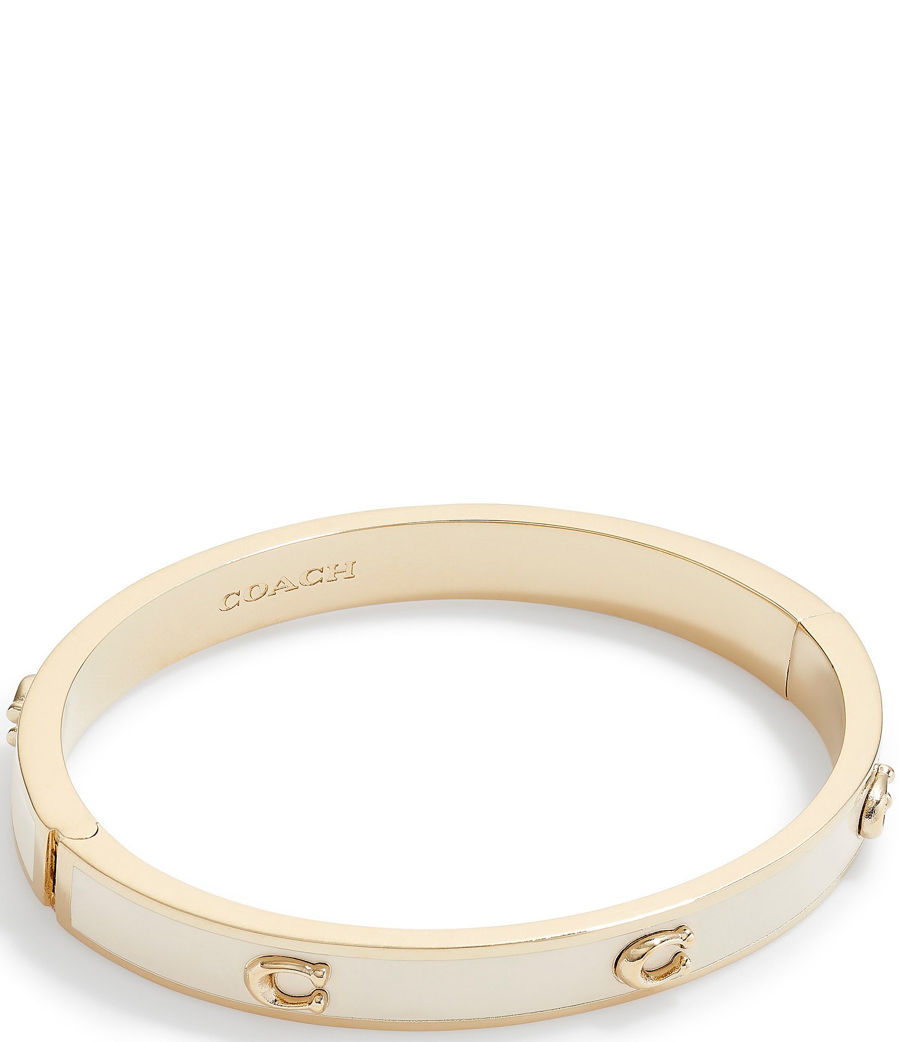 COACH Signature Quilted Logo Crystal Bangle Bracelet Set | Dillard's