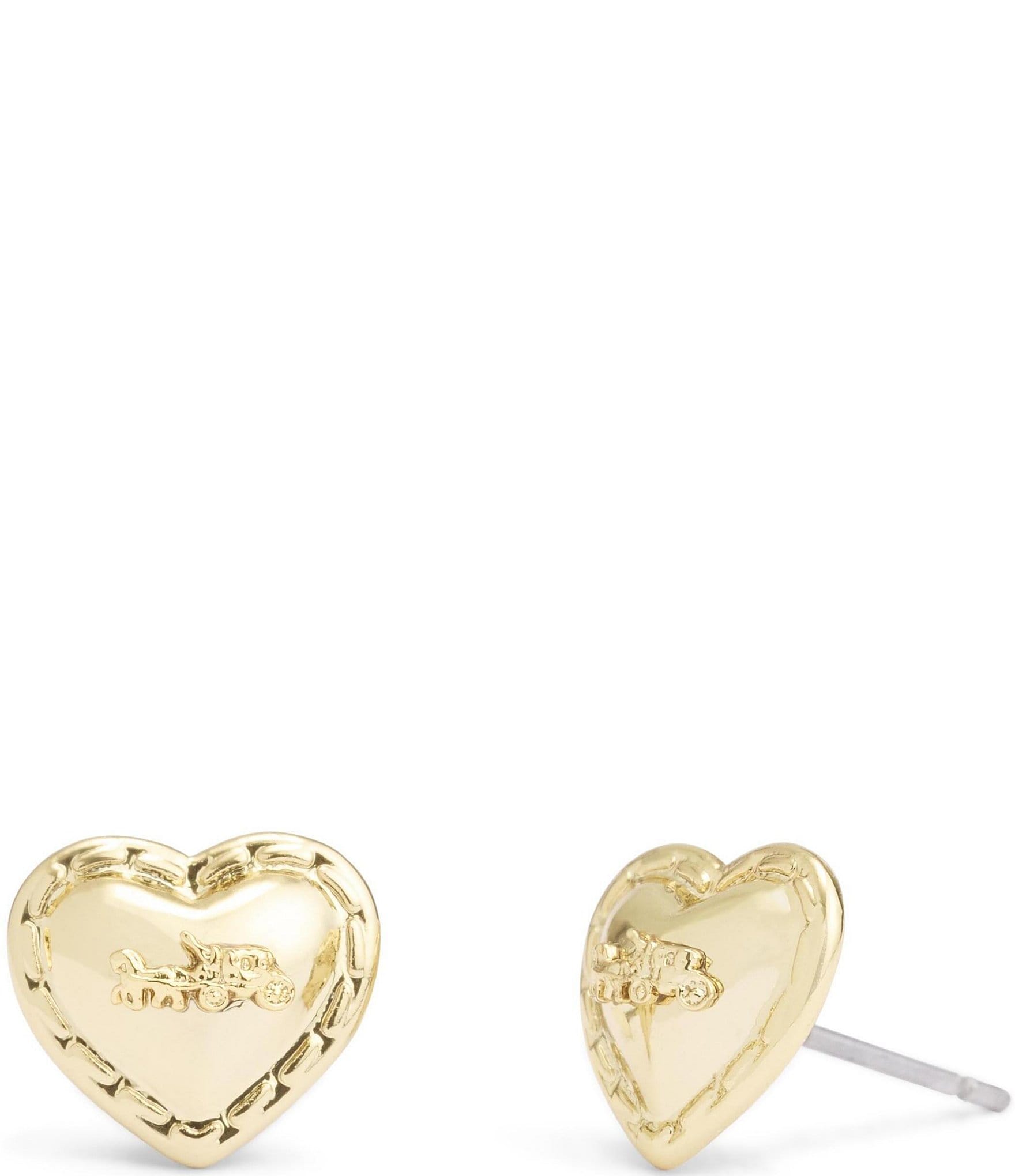 COACH Signature Horse & Carriage Heart Stud Earrings