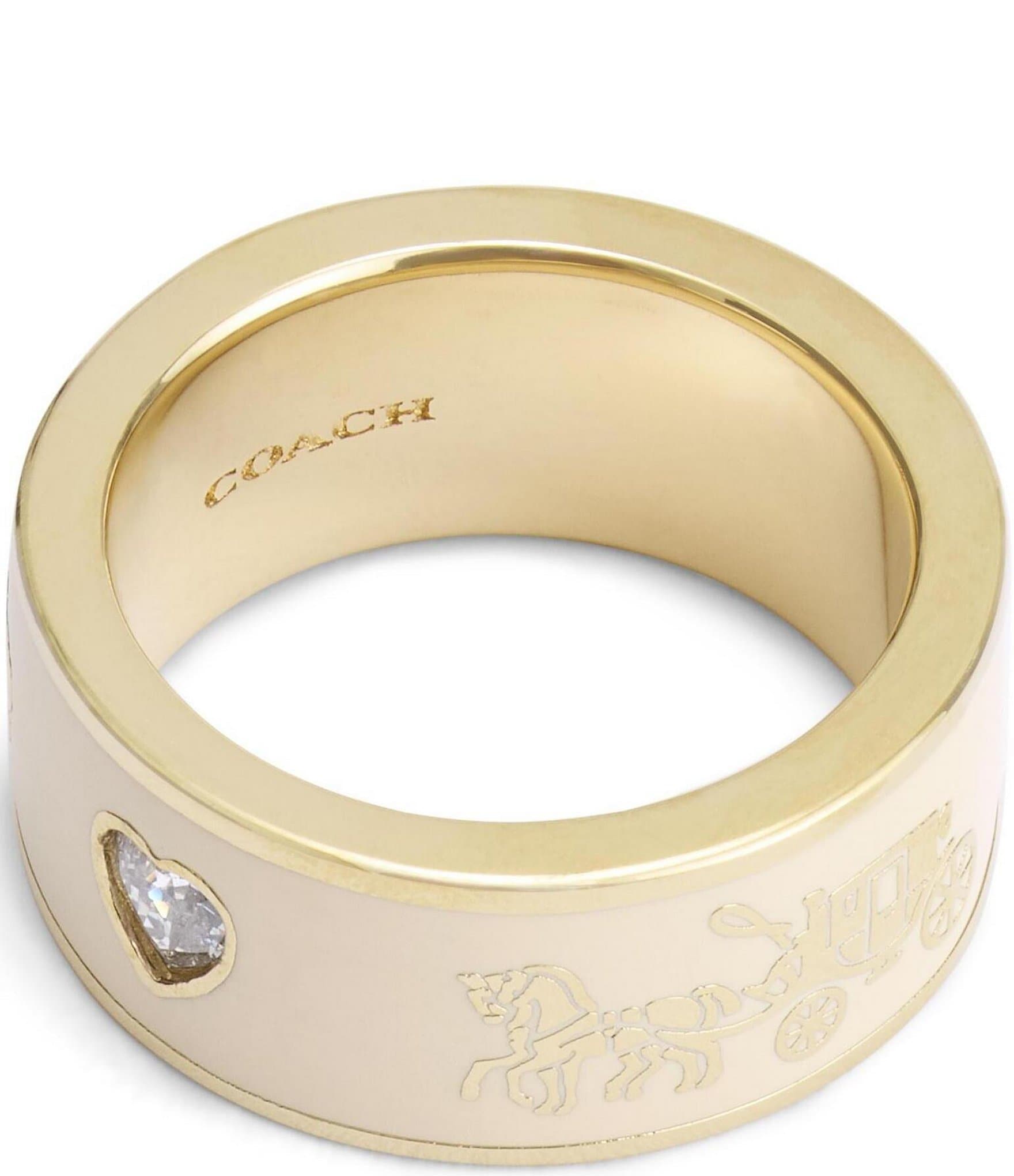 COACH Signature Horse & Carriage Rhinestone Band Ring