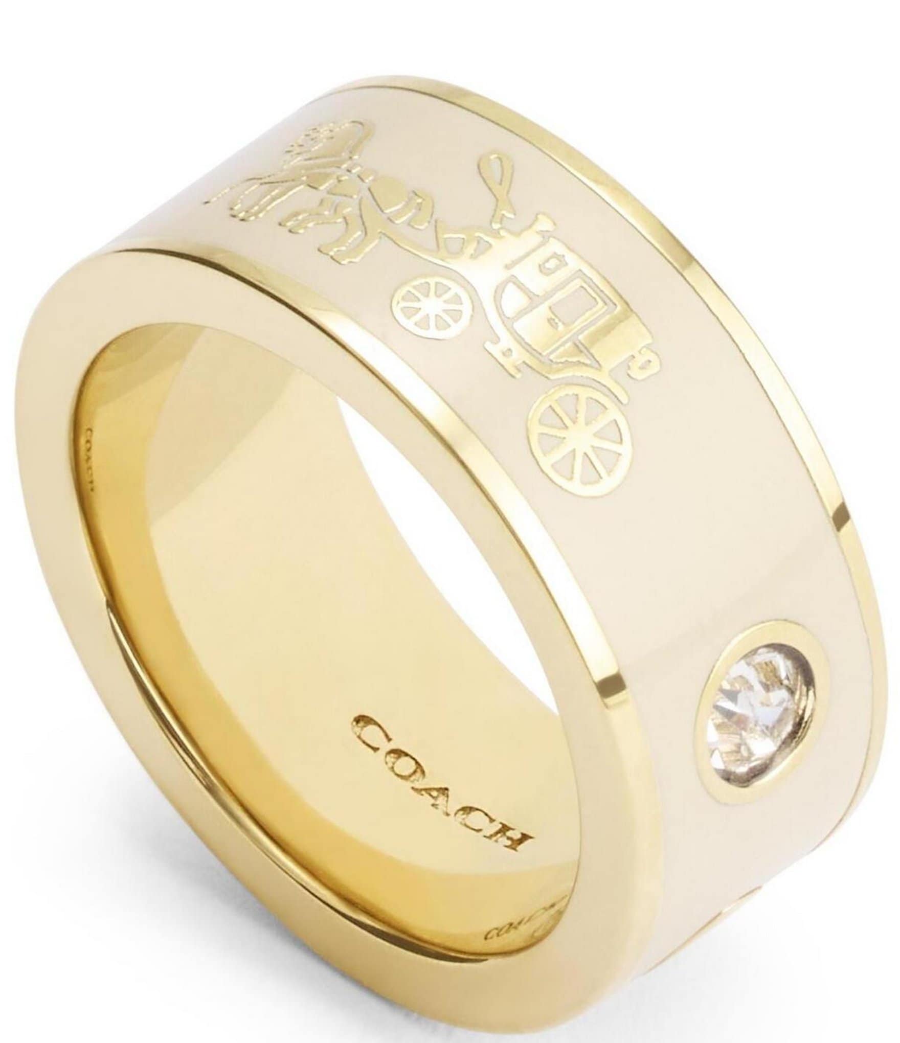 COACH Signature Horse & Carriage Rhinestone Band Ring