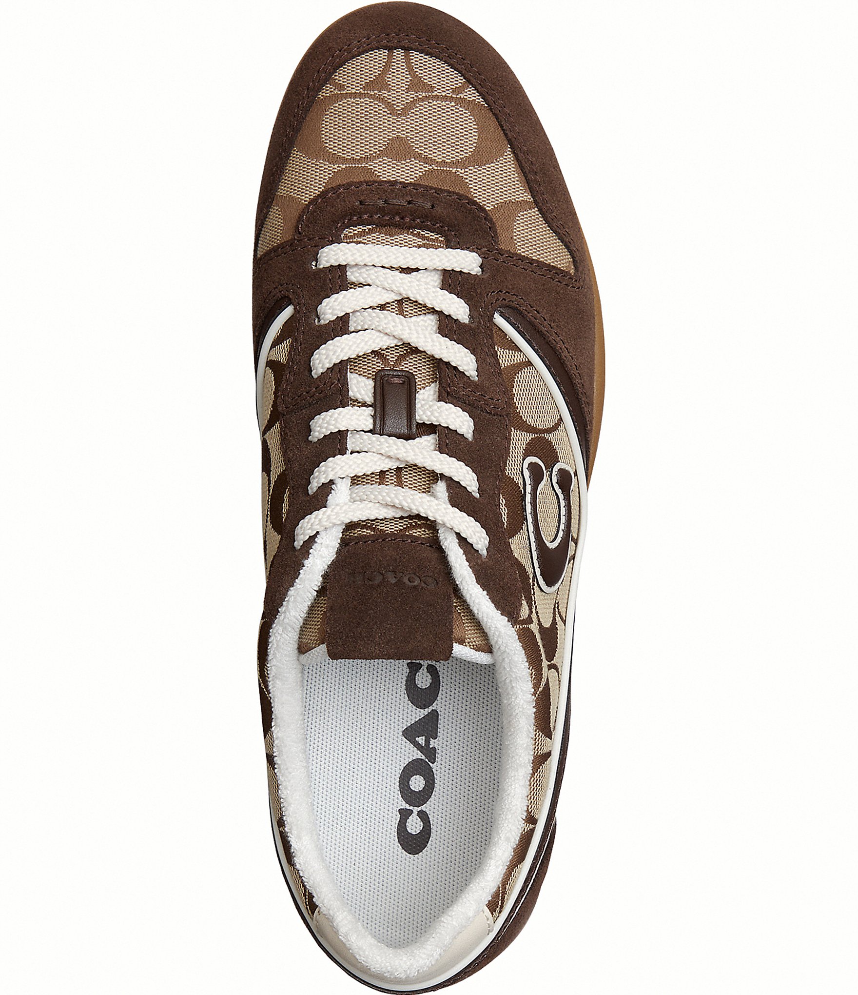COACH Signature Jacquard Logo Lace Up Track Sneakers