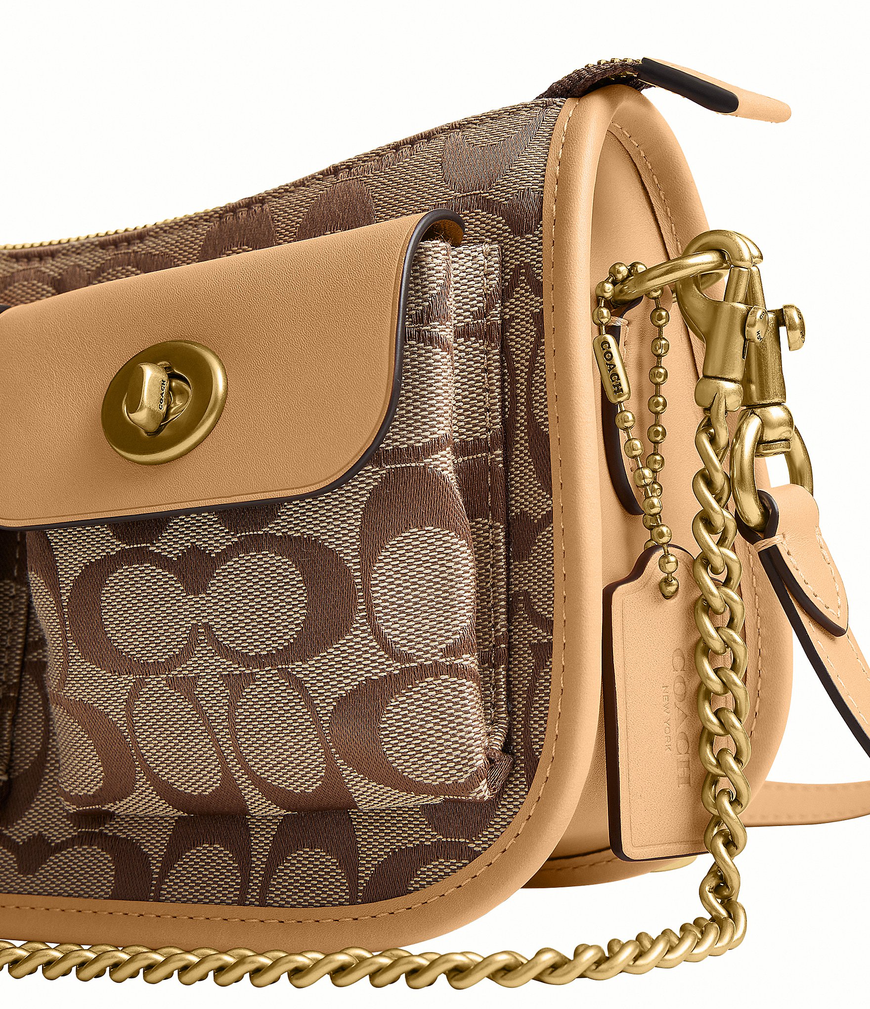 COACH Signature Jacquard Twin Turnlock Waverly Shoulder Bag
