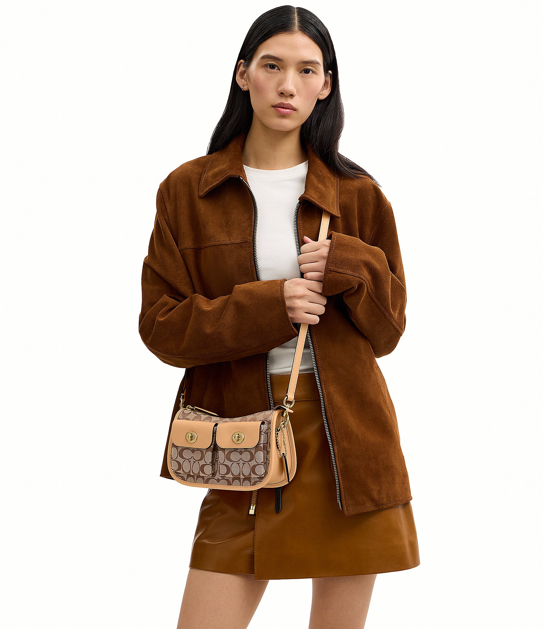 COACH Signature Jacquard Twin Turnlock Waverly Shoulder Bag