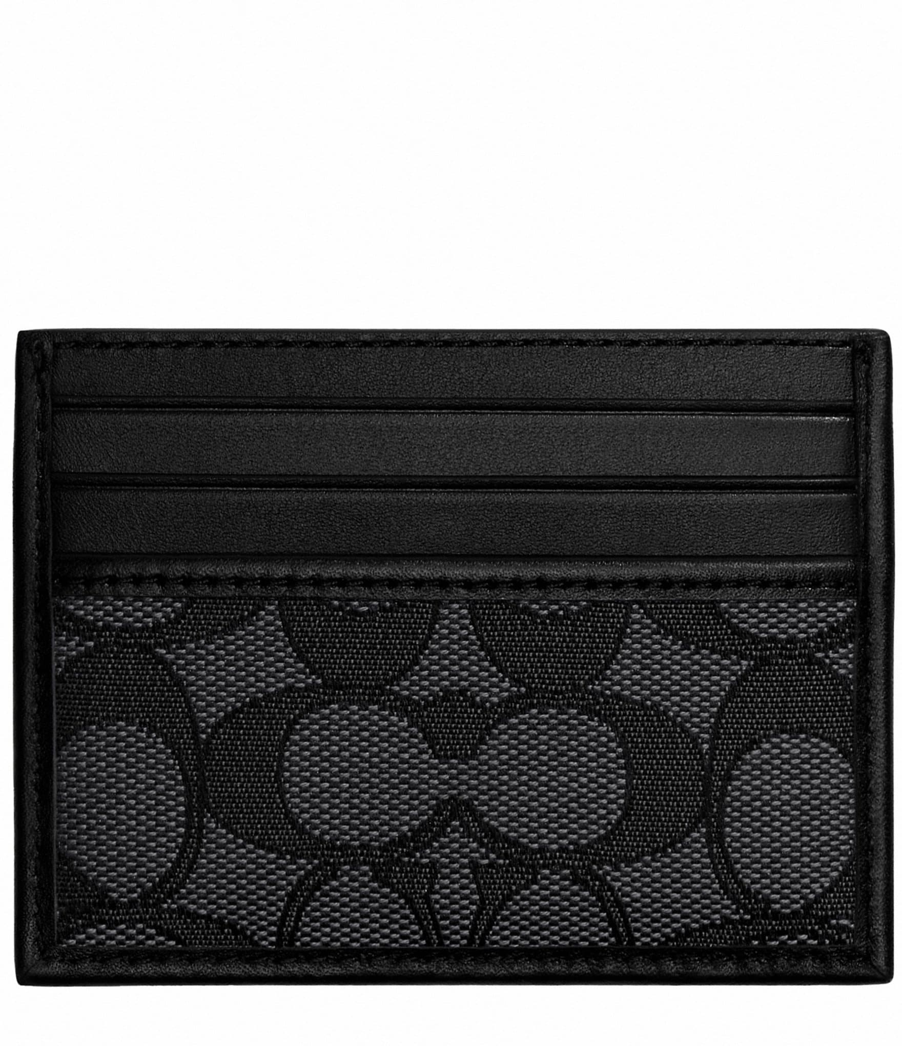 Coach Signature Jacquard/Glove-Tanned Leather Card Case