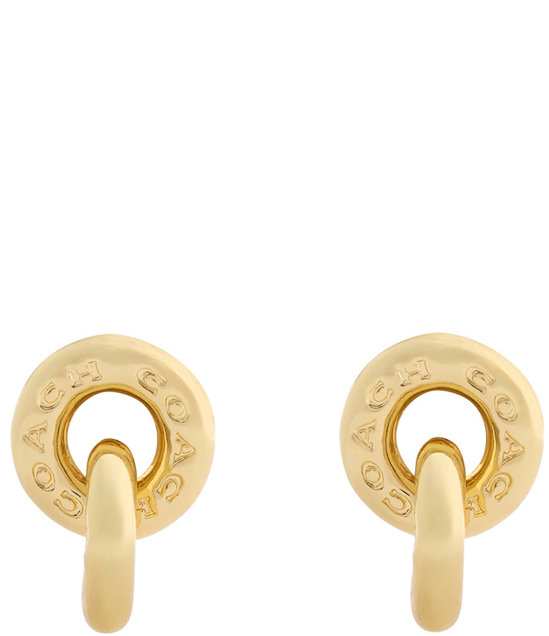 COACH Signature Logo Interlocking Ring Drop Earrings
