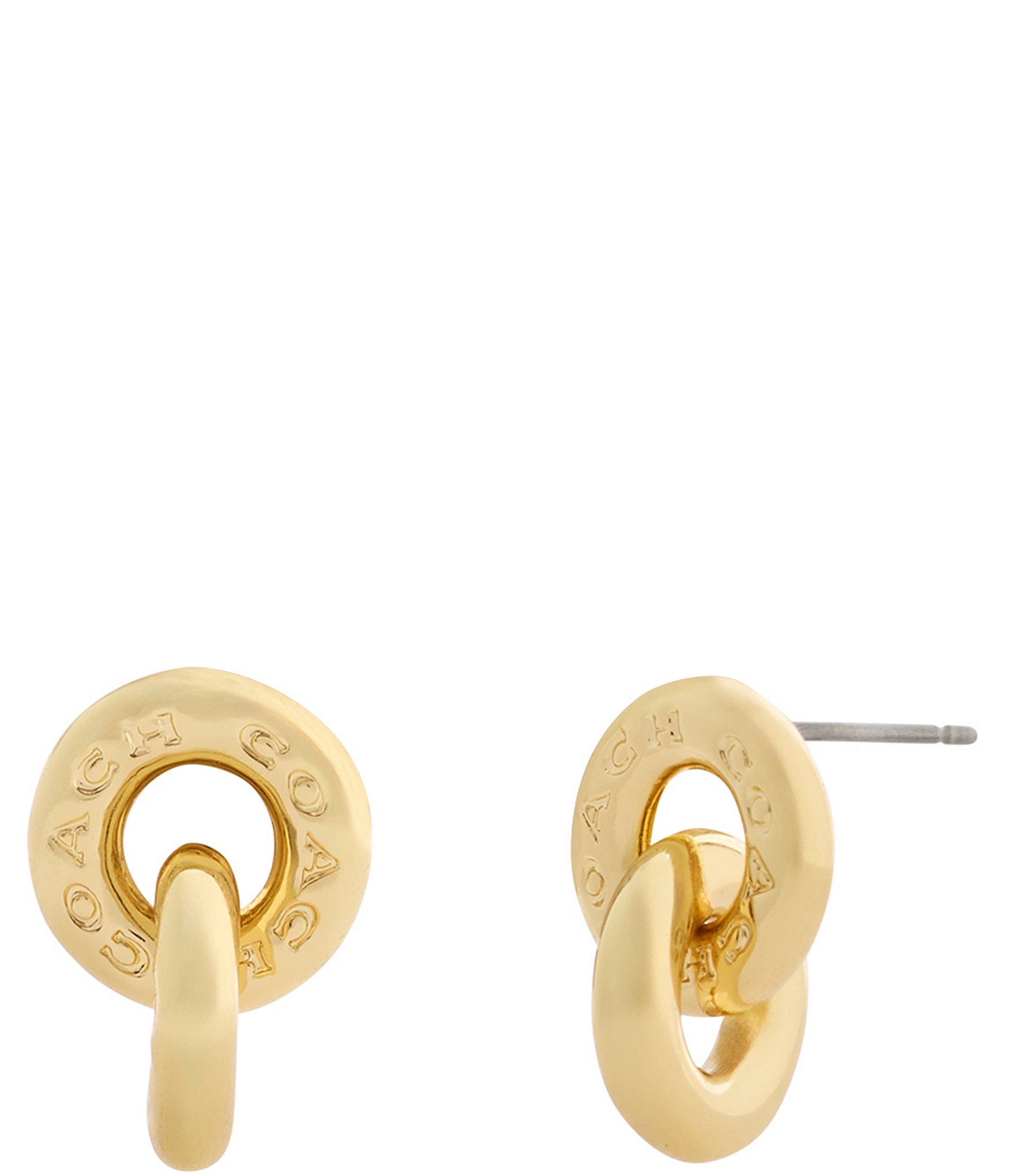 COACH Signature Logo Interlocking Ring Drop Earrings