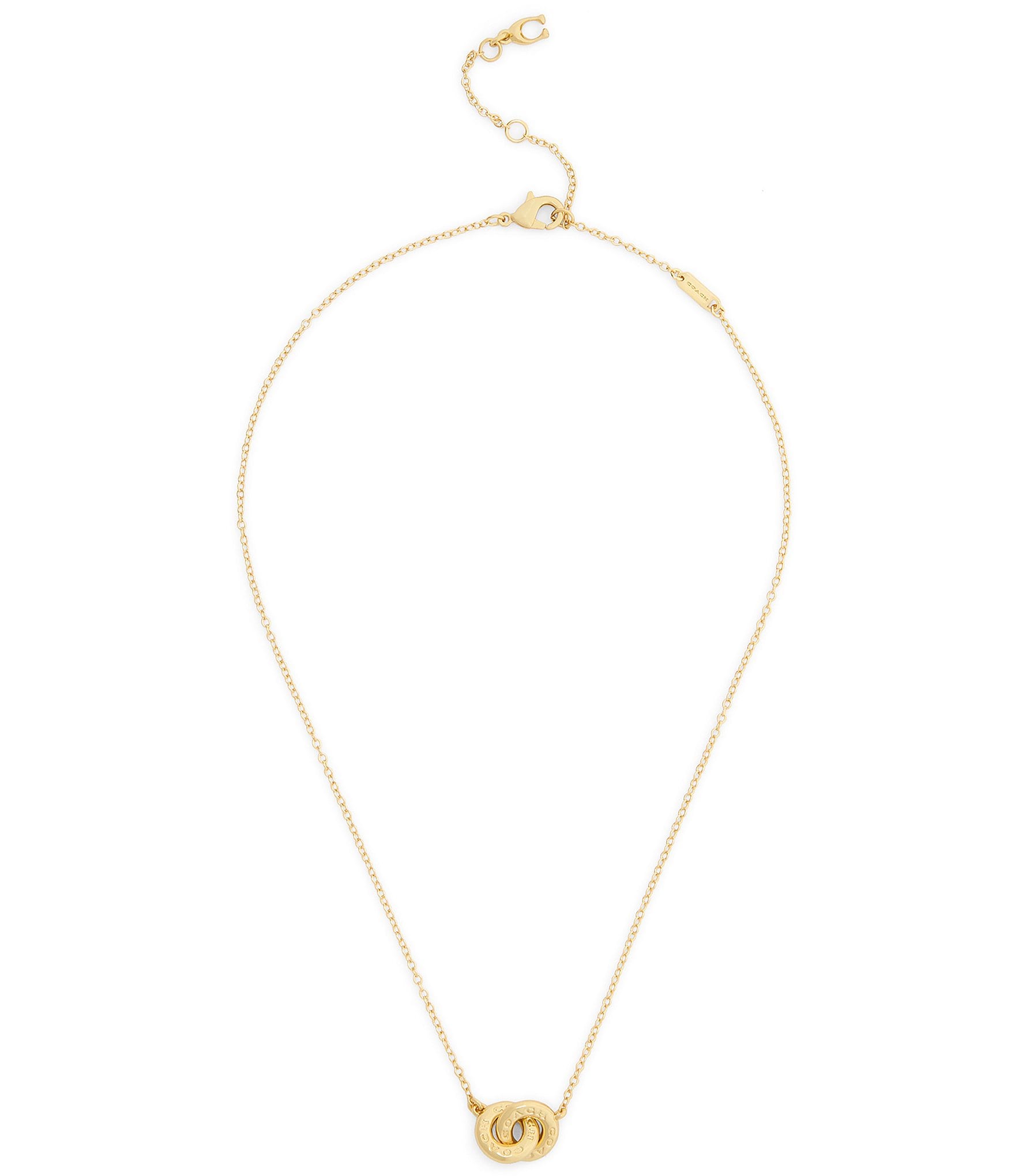 COACH Signature Logo Interlocking Ring Short Pendant Necklace