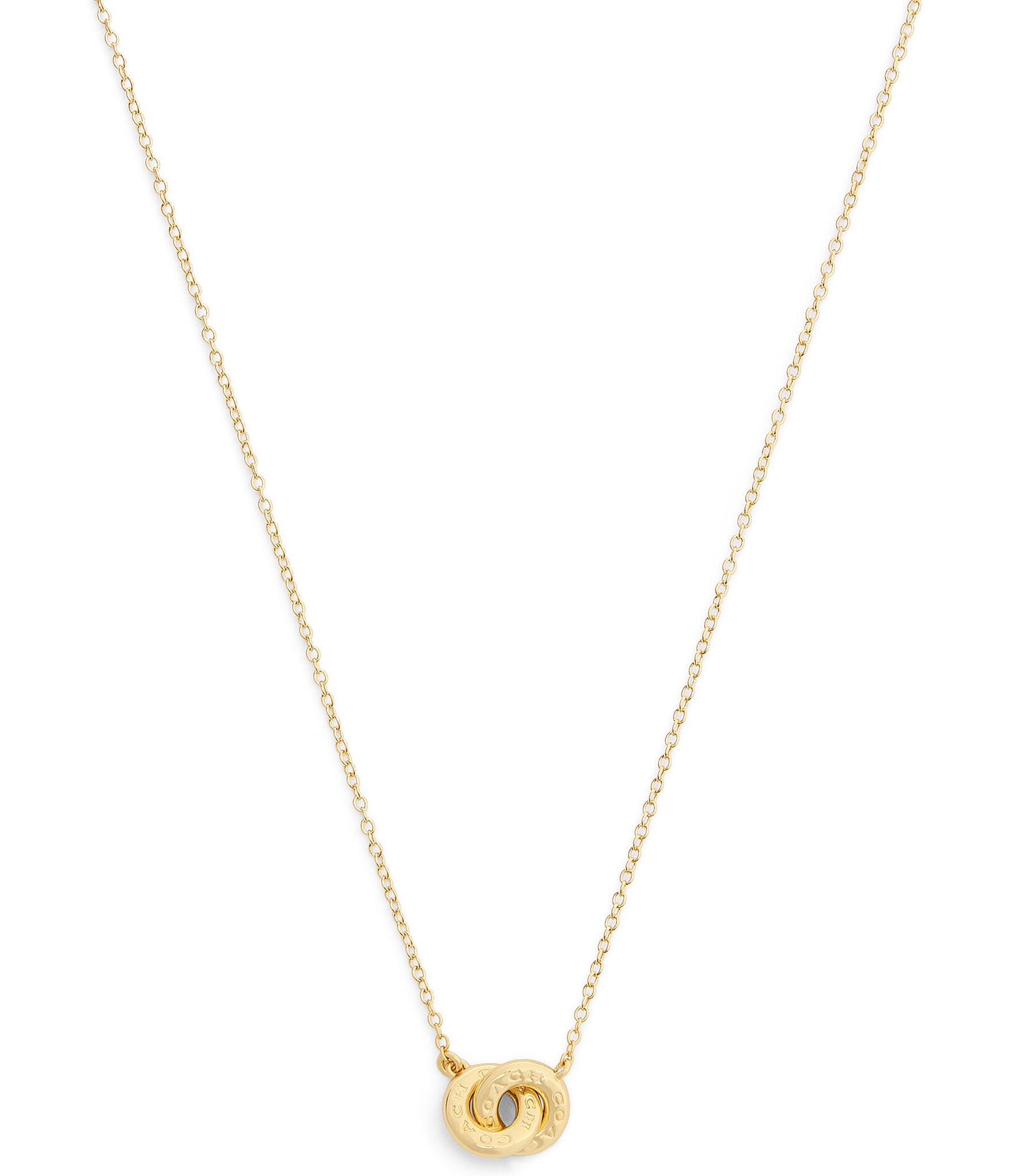 COACH Signature Logo Interlocking Ring Short Pendant Necklace