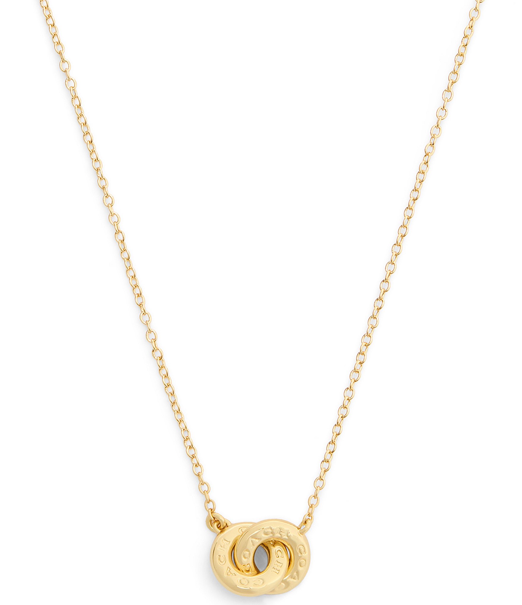 COACH Signature Logo Interlocking Ring Short Pendant Necklace